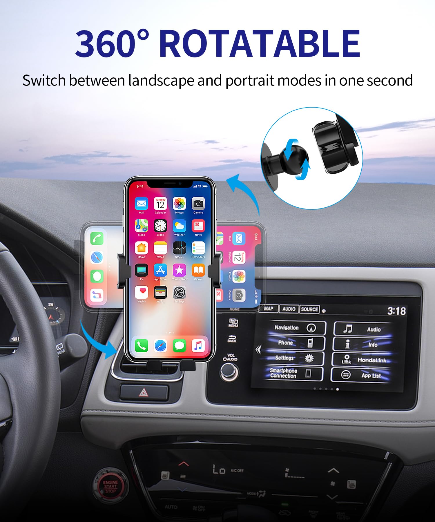 Samochodowy uchwyt na telefon do Honda HRV HR-V 2016-2022 akcesoria samochodowe uchwyt nawigacyjny dekoracja wnętrz uchwyt na telefon komórkowy, obrót o 360°, niestandardowy uchwyt do