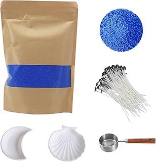 Monivi Pearled Candle Sand Candle Making Kit 17.6oz – Unscented Sand Candle Wax with 50 Wicks, Spoon & 2 Plates, Colorful Ice Flower Candle for Home Décor, Gifts and DIY Handcrafting (Royal Blue)