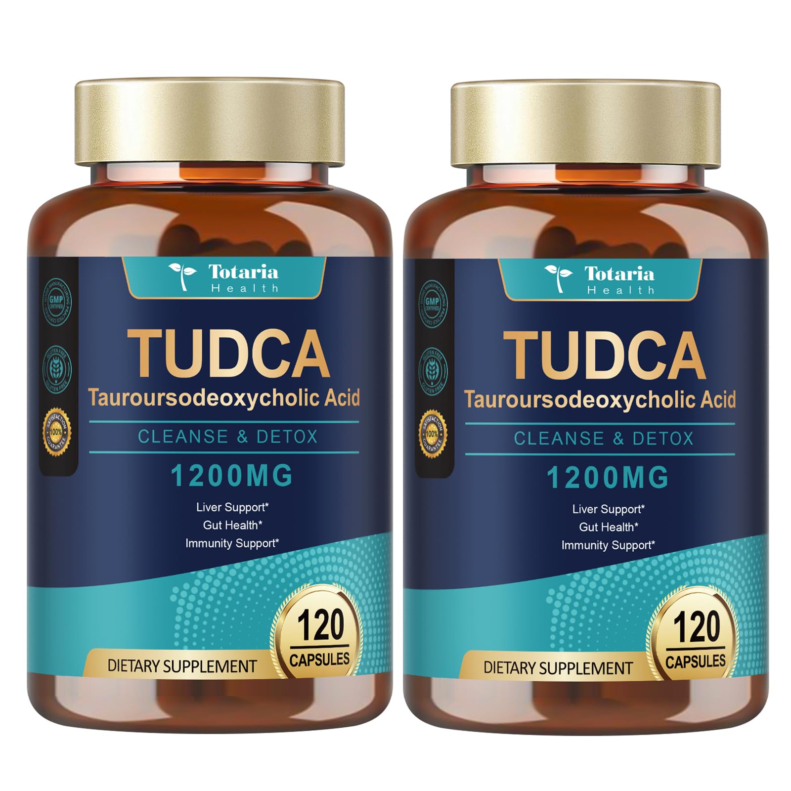 (2 Packs) TUDCA Supplement 1200mg (Tauroursodeoxycholic Acid), Ultra Strength Pure TUDCA Bile Salts Liver Support Supplements, Liver and Gallbladder Cleanse & Repair, Vegan
