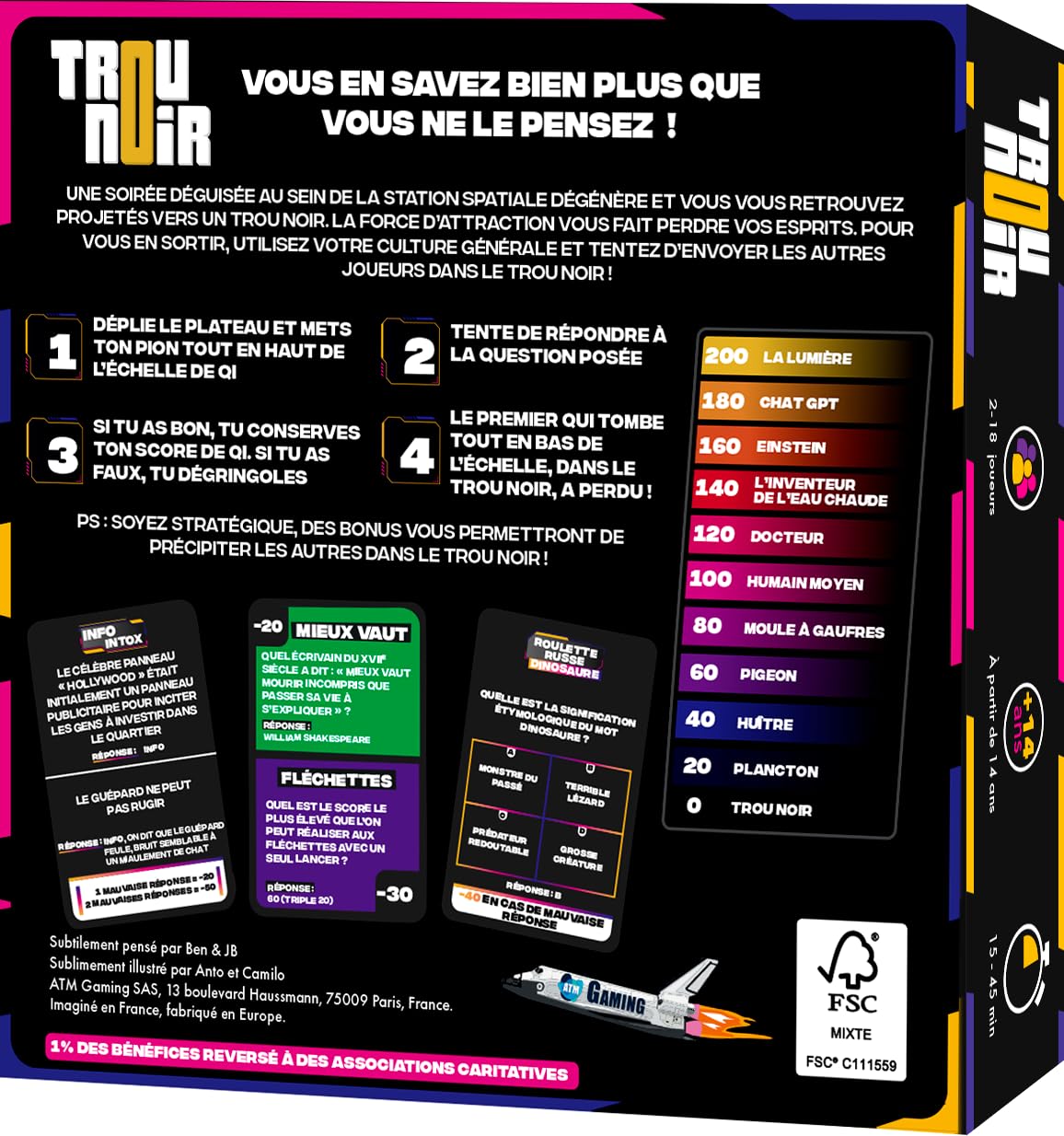 Trou Noir Jeu de Société Adulte - Quiz Culture Générale - 2 à 16 Joueurs - Jeu de Cartes dès 14 Ans