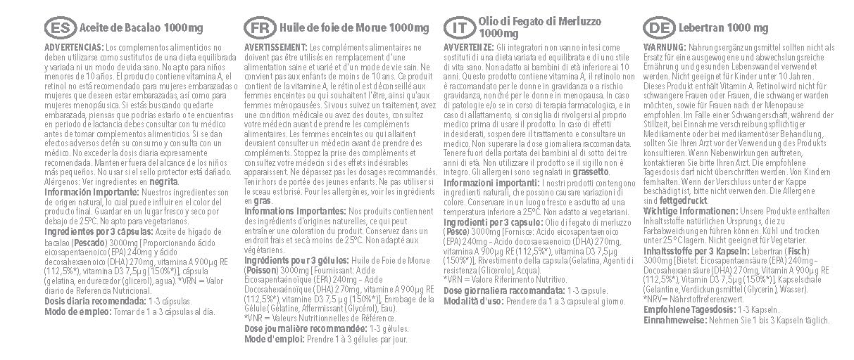 Olio di fegato di merluzzo 1000 mg - 120 capsule - 4 mesi di durata - SimplySupplements