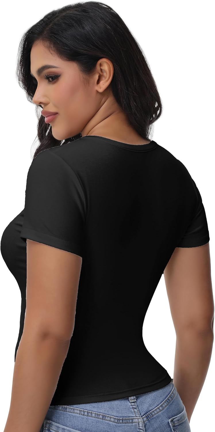 Womens T Shirts Basic Short Sleeve Crew Neck Slim Fit Tees Summer Workout Casual Bodycon Tops 2025 - Image 5