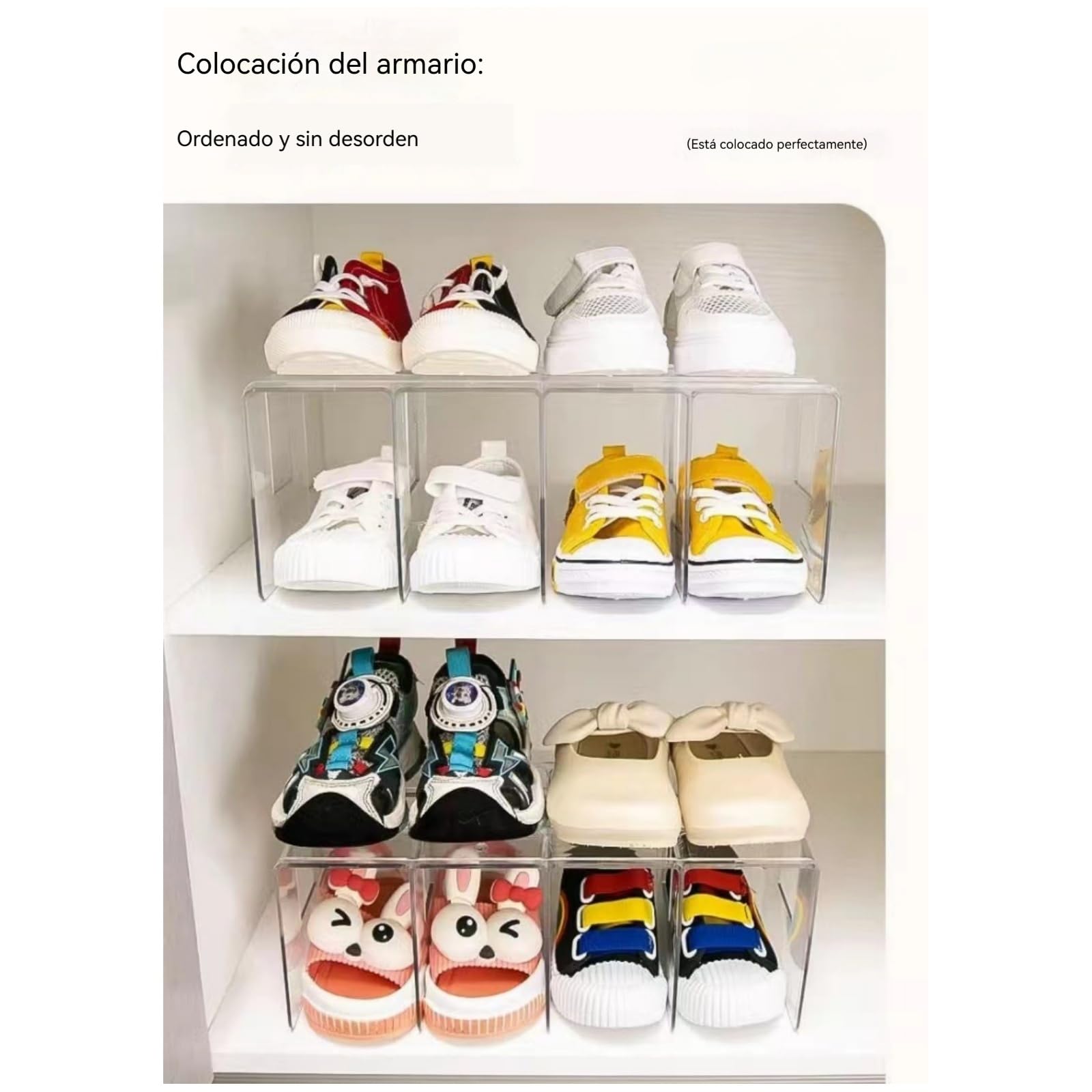 Genérico 4PCS Zapatero para niños, Organizador de Zapatos de acrílico, Paquete de organizadores de Zapatos, Almacenamiento de Zapatos de 4 Secciones para niños para Entrada de Armario
