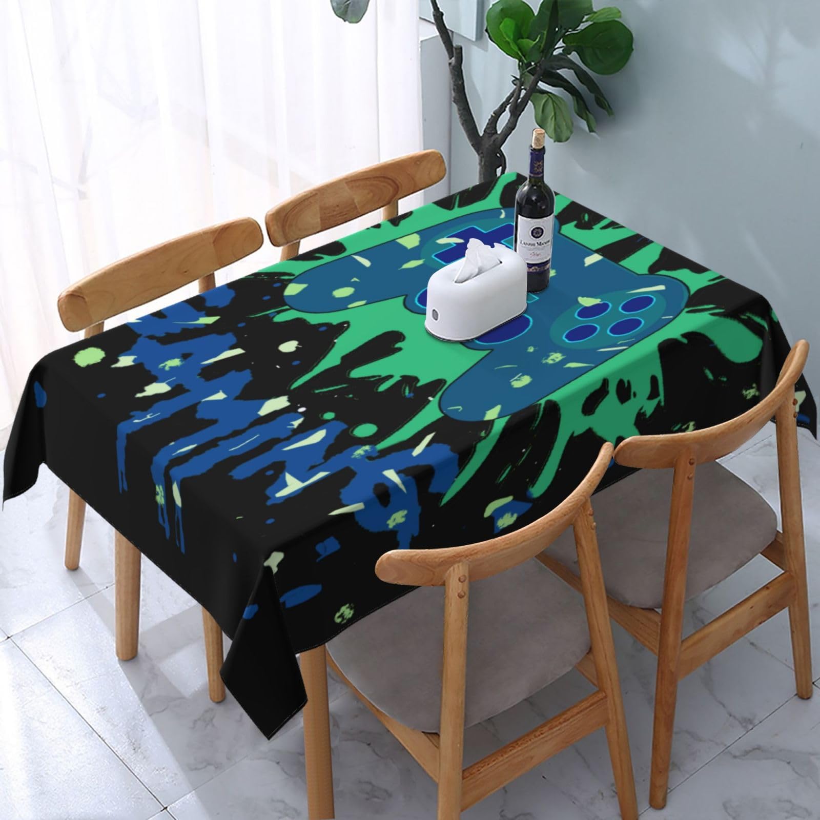 HLBSDM Gaming Game Rectangle Tablecloth, Suitable for Wedding, Party and Restaurant Festival Gathering Event Polyester Fabric Decorative Tablecloth(54x72in)