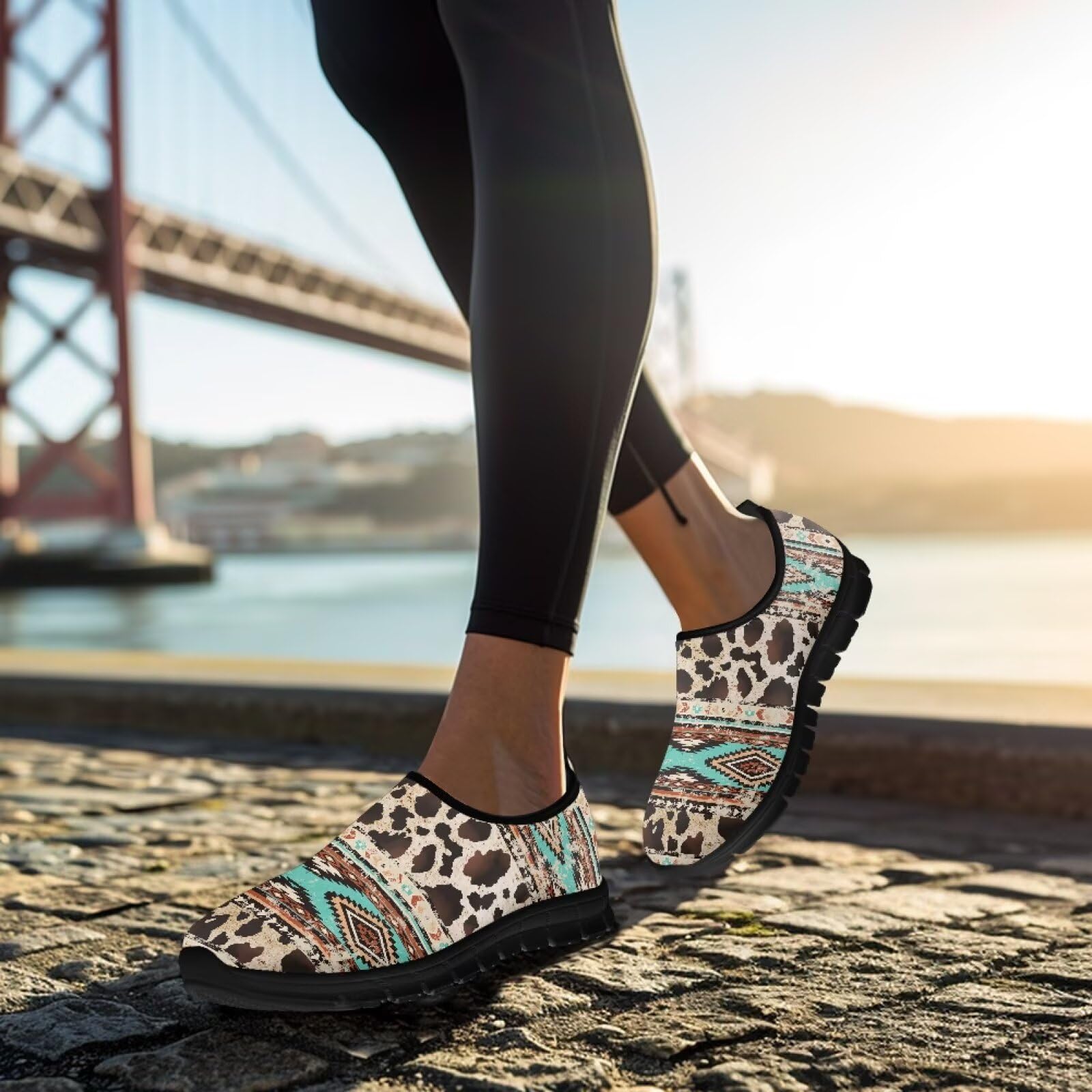Męskie buty do biegania w mieście, lekkie podparcie łuku, oddychające mokasyny na rower, kemping, spacery, czarna podeszwa, Retro Leopard Print, 40 EU