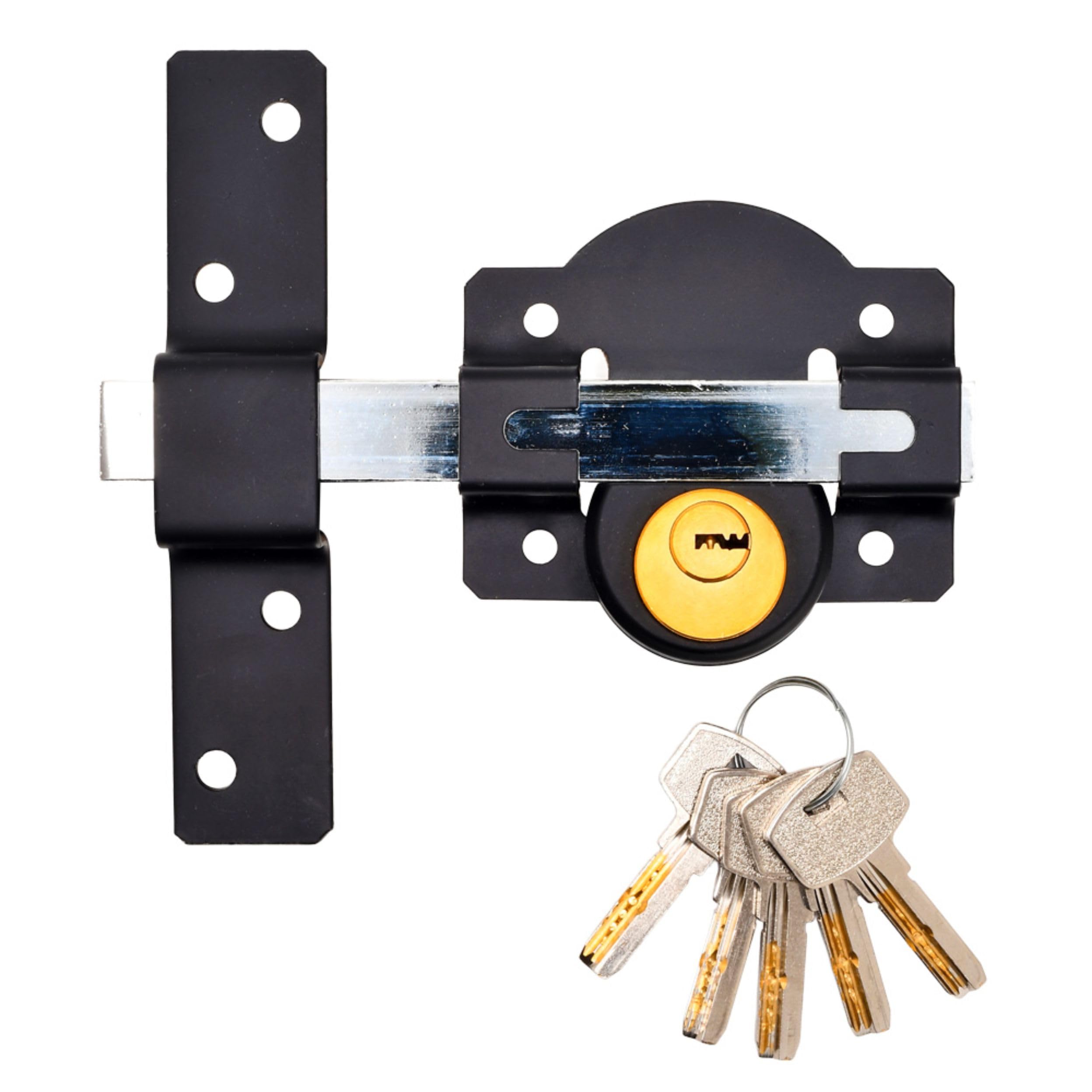 TSS Double Locking Long Throw Gate Lock – Heavy Duty Outdoor GateLock for Wooden Gates & Sheds – Double-Sided Key Lockable – Weatherproof Security Gate Lock (50mm Barrel Length)