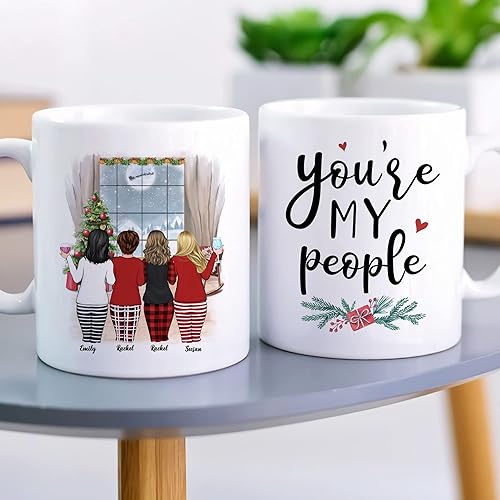 Miniatura 27 de Gossby Taza de café de Navidad personalizada para amigas, regalos de amistad personalizados para mujeres con diseño, nombre, regalo de mujer para 3