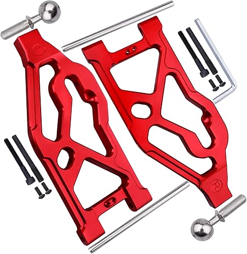 Miniatura 6 de GoHobby Brazos de suspensión inferiores delanteros de aluminio para ARRMA Kraton 8S BLX 15 Escala RC Truck (1 par), reemplaza ARA330589 (rojo)