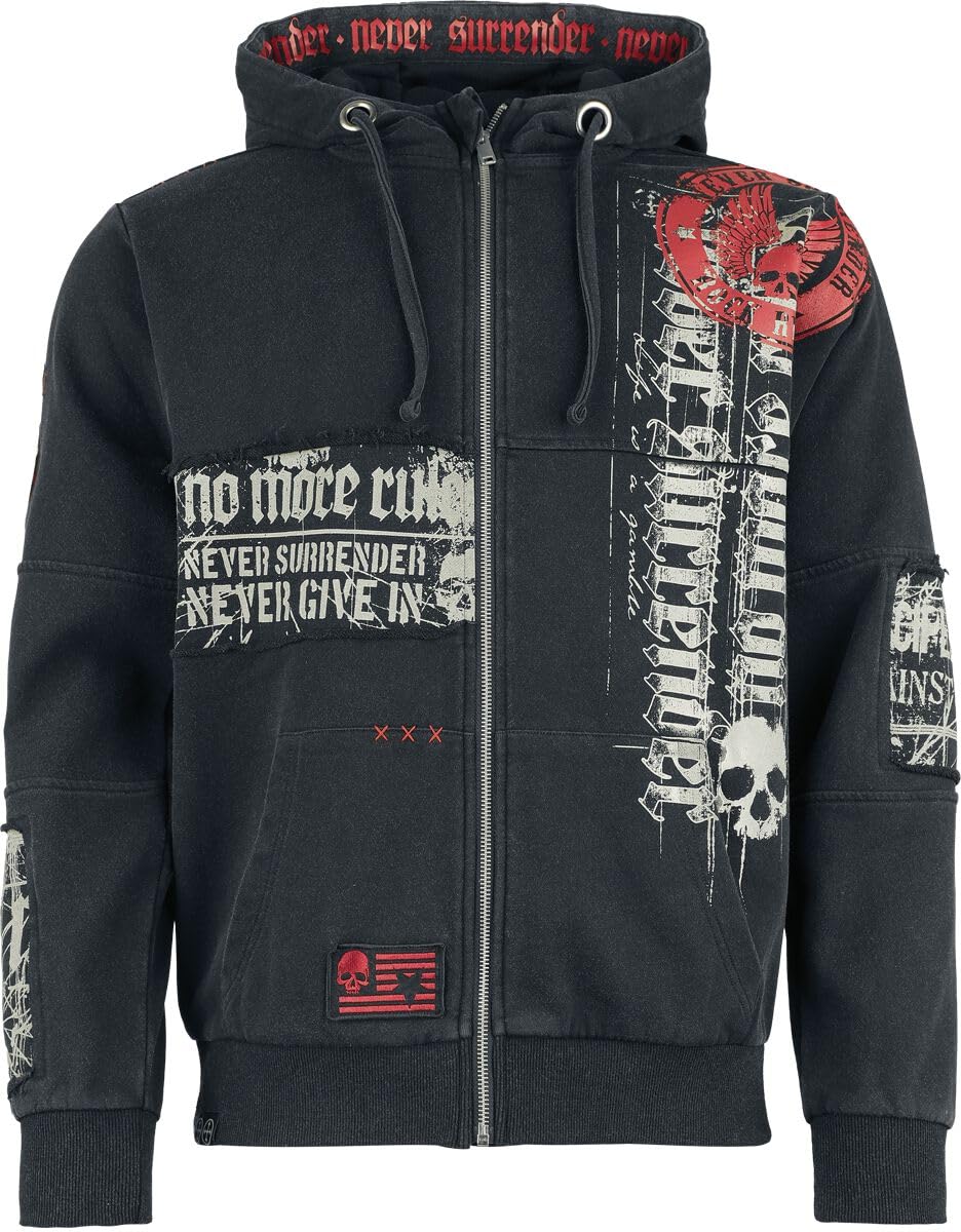 Rock Rebel by EMP Hombre Capucha con cremallera Original Sinners Chaqueta con capucha Gris