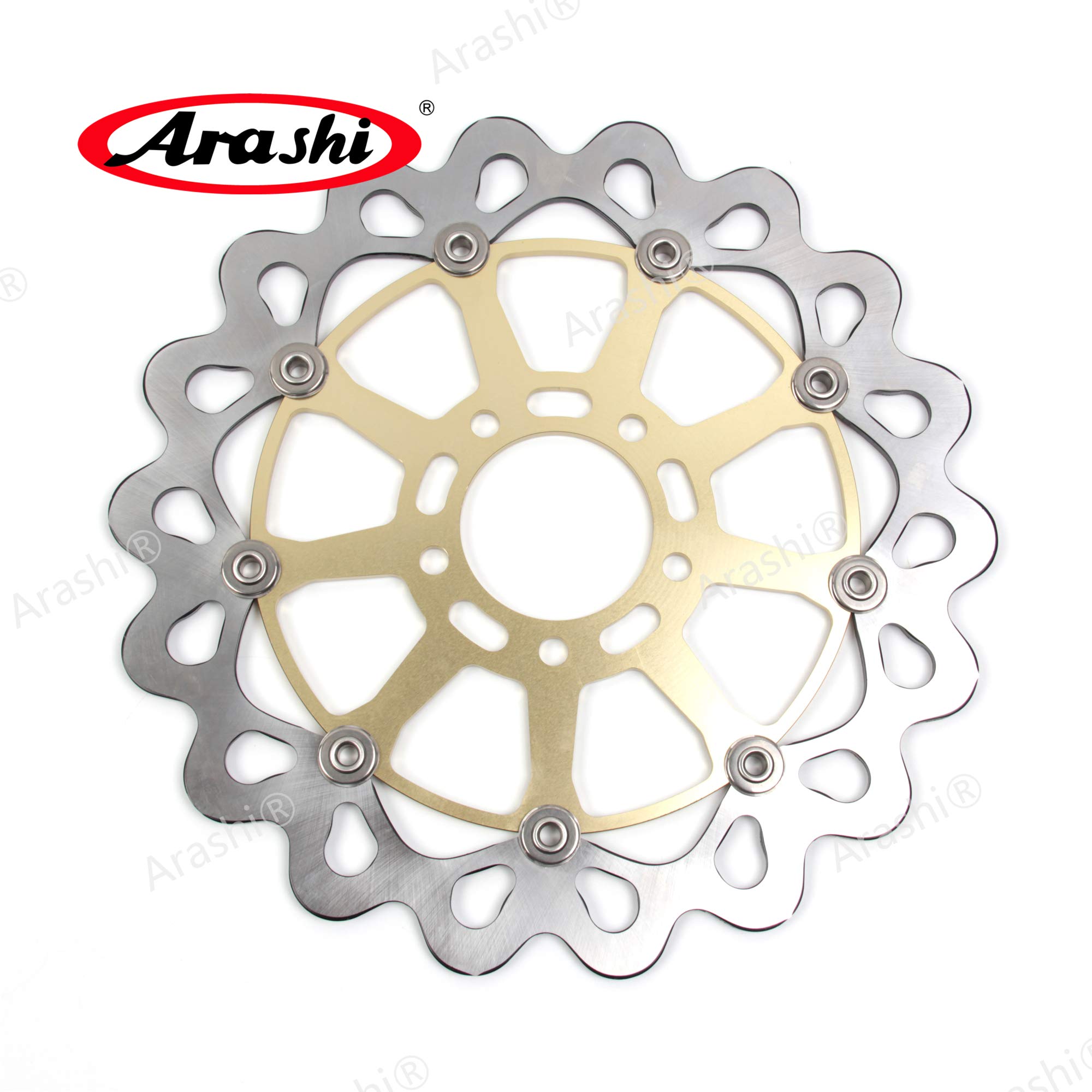 Arashi Dischi Freno anteriori Flottanti per Suzuki GSXR 600 1997-2003, GSXR 750 1996-2003, GSXR 1000 2001-2002, GSX1400 2002-2007, Oro Ricambi e accessori per motociclette