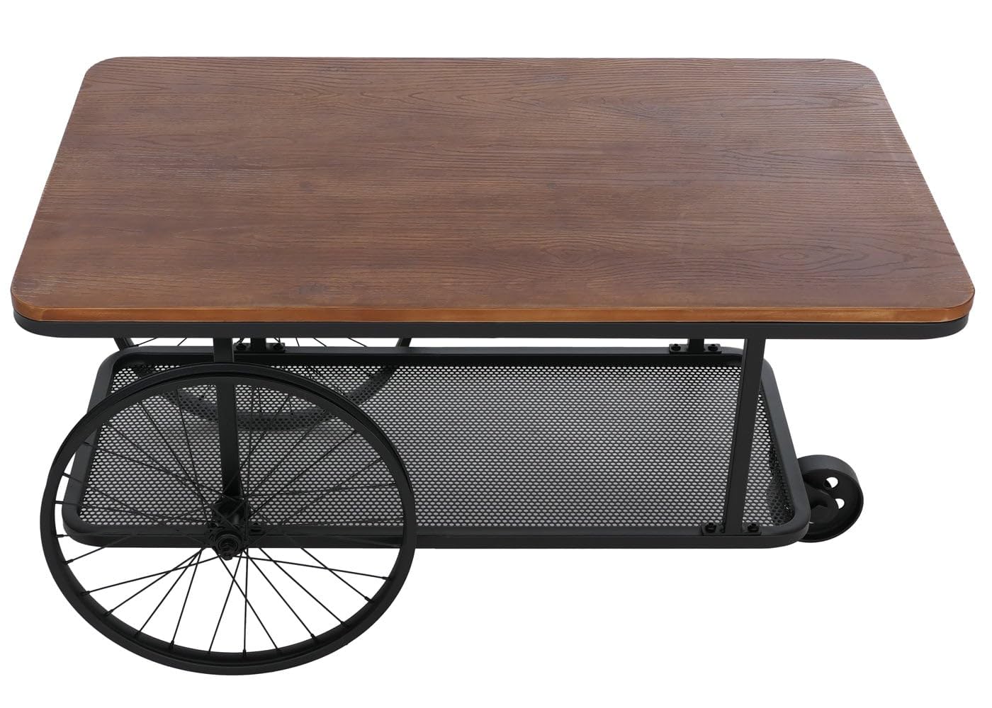 Mendler Couchtisch HWC-Q69 54x100x60cm Holz - braun, Metall schwarz | Beistelltisch, Sofatisch, Reifen, Industrial, Retro