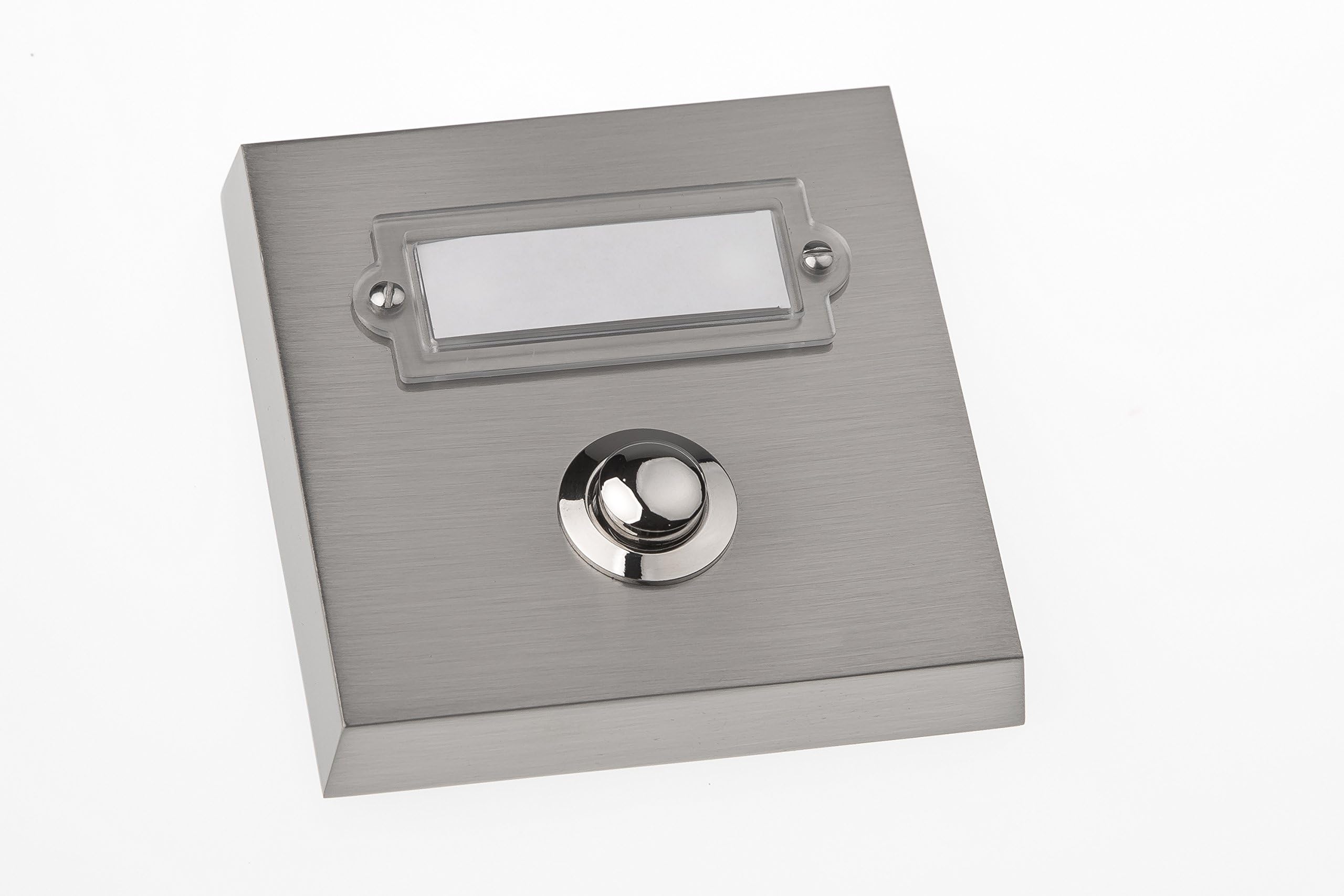 HUBER bouton de sonnette en métal - bouton de sonnette avec plaque signalétique - bouton de sonnette I en laiton chromé - bouton-poussoir