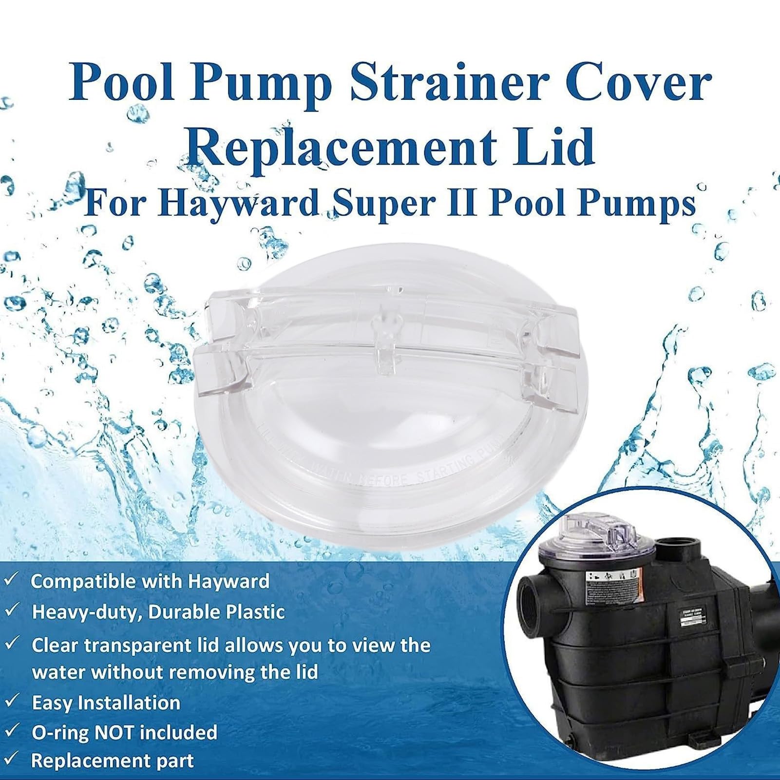 Coperchio Pompa Piscina per Pompa Super II SPX3000D Coperchio Filtro Filettato Pompa Piscina e Sostituzione O-ring, Coperchio Filettato di Ricambio Pompa Piscina, Parti