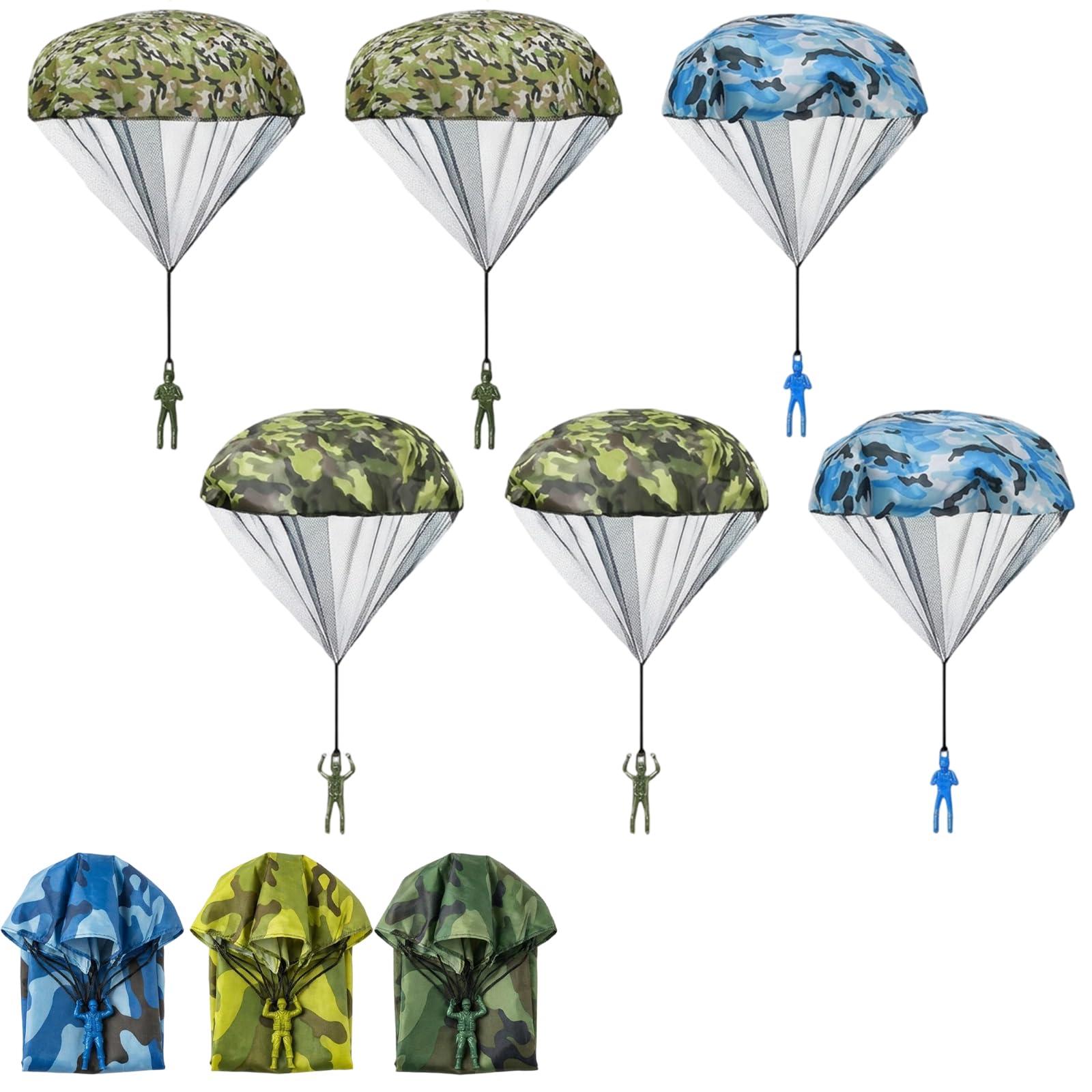 6-Piece Parachute Toys for Kids,Toy Soldiers Set with Flying Parachutes,Family Backyard Games and Team Activities