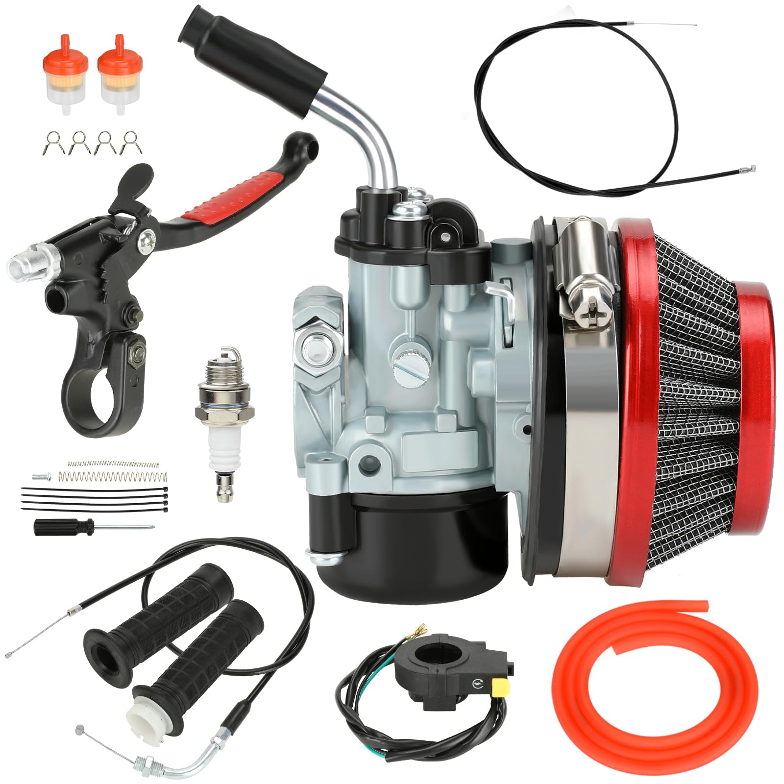 2 Stroke Carburetor Throttle Cable Assembly Clutch Lever Kit for 80cc 100cc 49cc 50cc 66cc Engine Motorized Bicycle Bike Gas Motor Motorcycle Parts with 7/8" 22mm Handlebar Grip-image-32