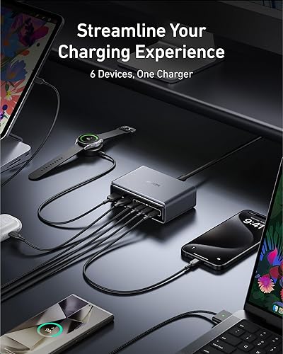 Miniatura 4 de Anker Cargador Prime, estación de carga GaN de 6 puertos de 200 W, cargador de escritorio de carga rápida USB-C PD, compatible con iPhone, Samsung,
