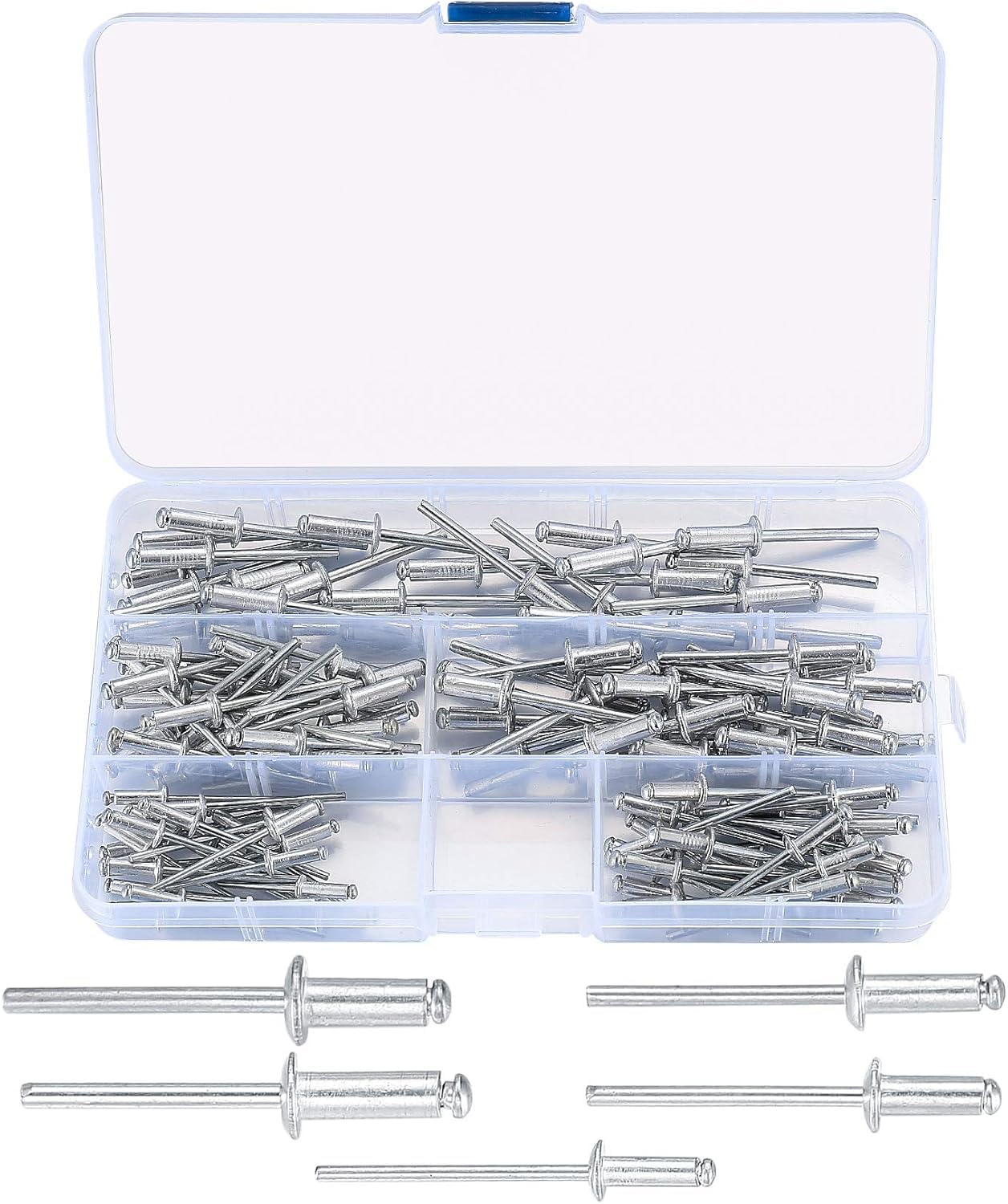 Pop Blind Rivets Kit,120PCS Aluminum Pop Rivets Assortment 3.2mm,4mm Head Rivets for Sheet Metal, Industry,Plastic with Storage Box