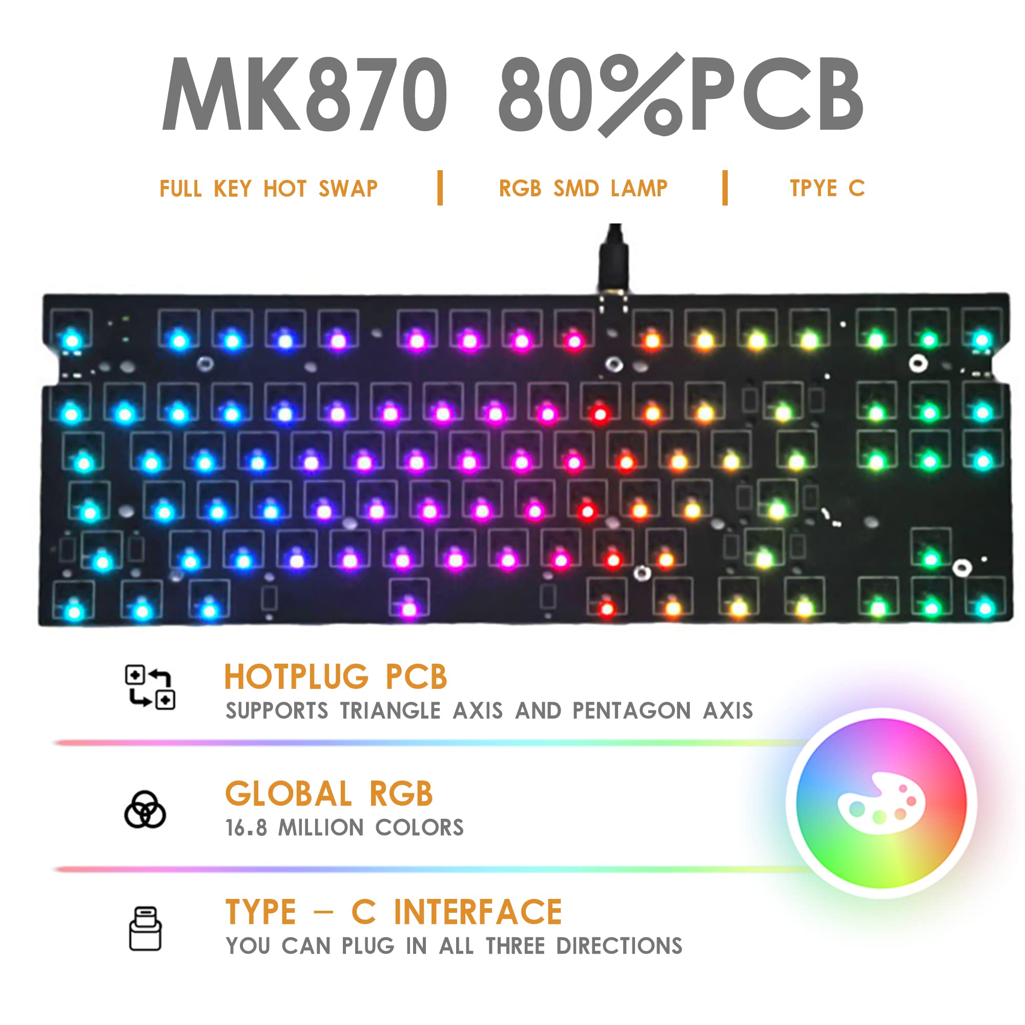 87 Keys RGB Modular DIY Mechanical Keyboard,FL Esports FL870 CMMK,80
