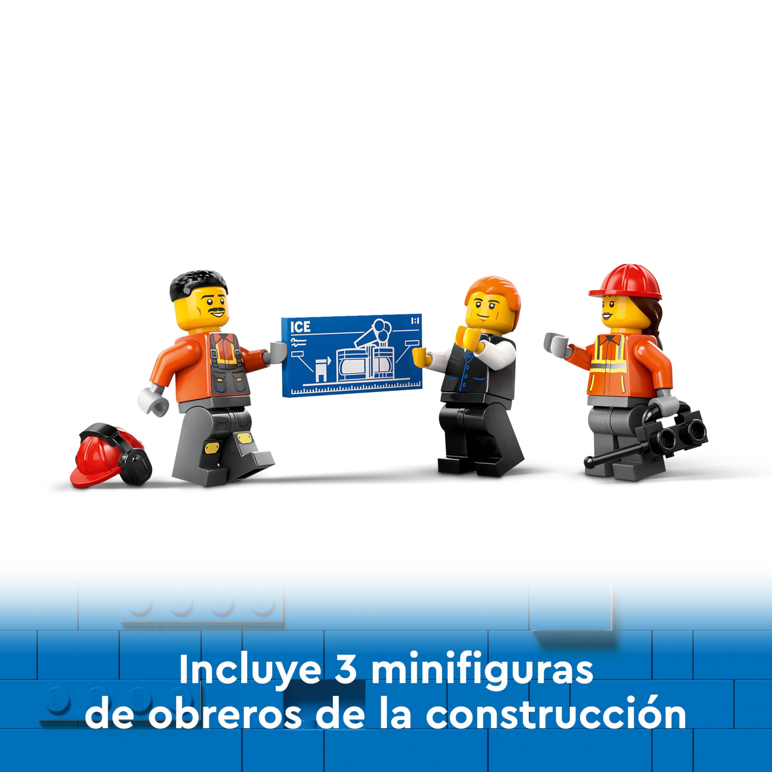 LEGO City Excavadora de Obra Amarilla Perforadora de Juguete, Regalo de Cumpleaños para Niños y Niñas de 8 Años o Más, Minifiguras de Conductor, Obrero y Arquitecto, Juego Creativo 60420