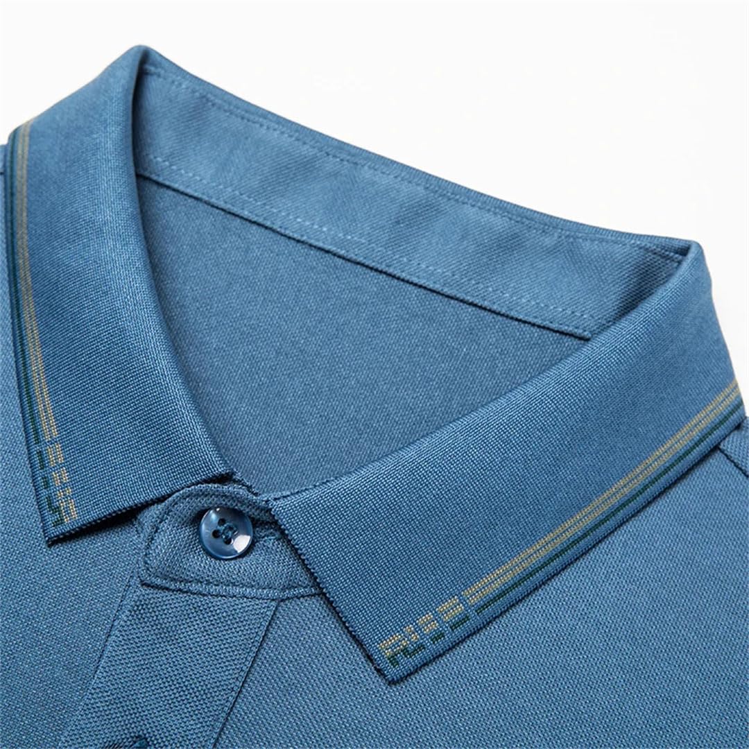 Polo clásico de manga corta con solapa y media manga para hombre, color liso, azul marino, XL