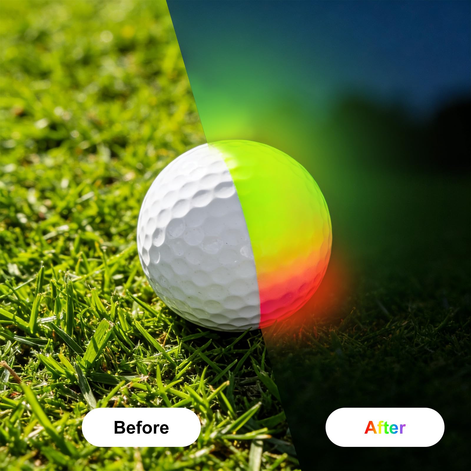 Flintronic 3/6PCS Pelotas De Golf LED Luminosas Portátiles, Juego Bolas de Entrenamiento Set