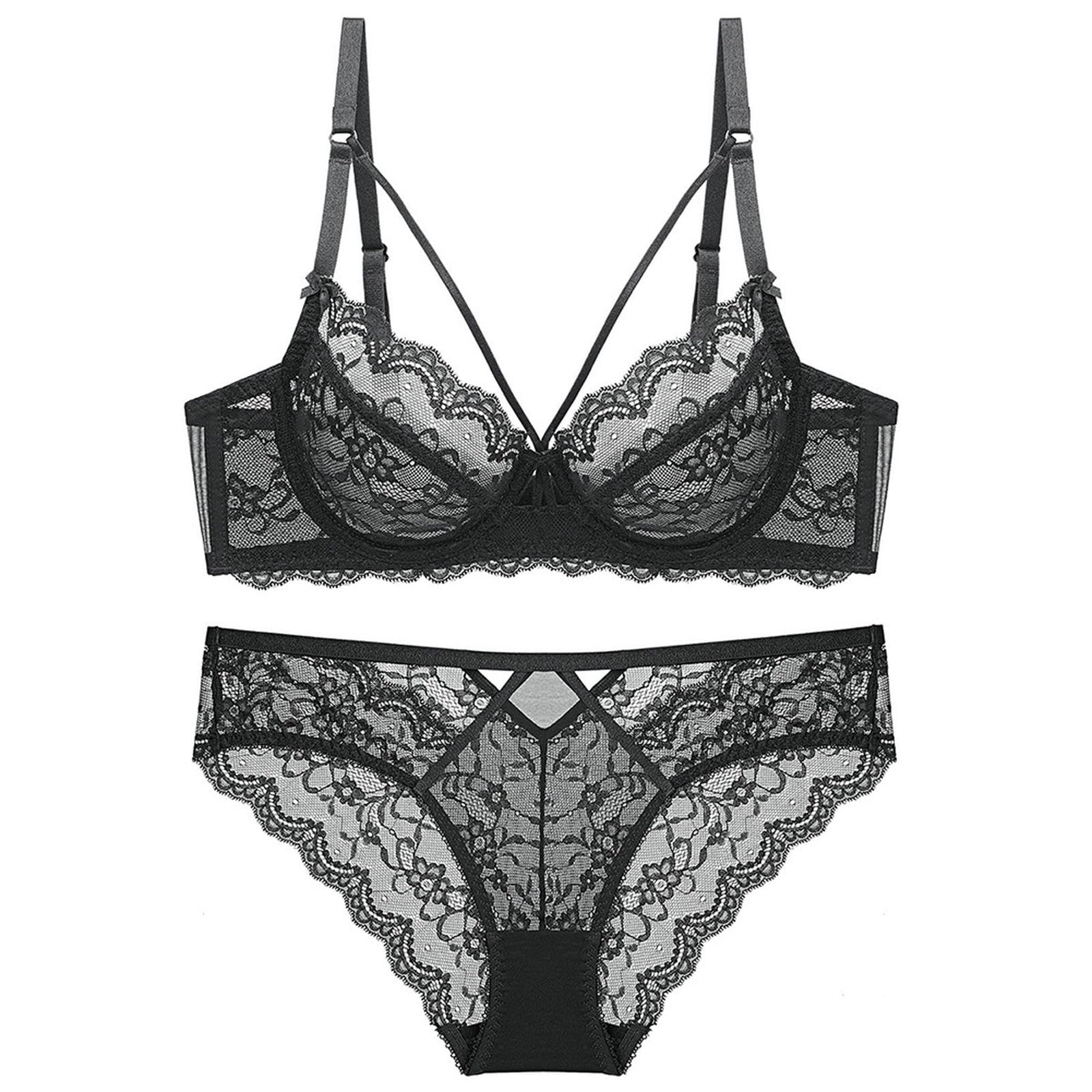 Sujetadores Conjunto De Lencería Sexy Encaje Estilo Francés, Sujetador Fino, Push-up Y Calado-blanco-36 80b (Juego)