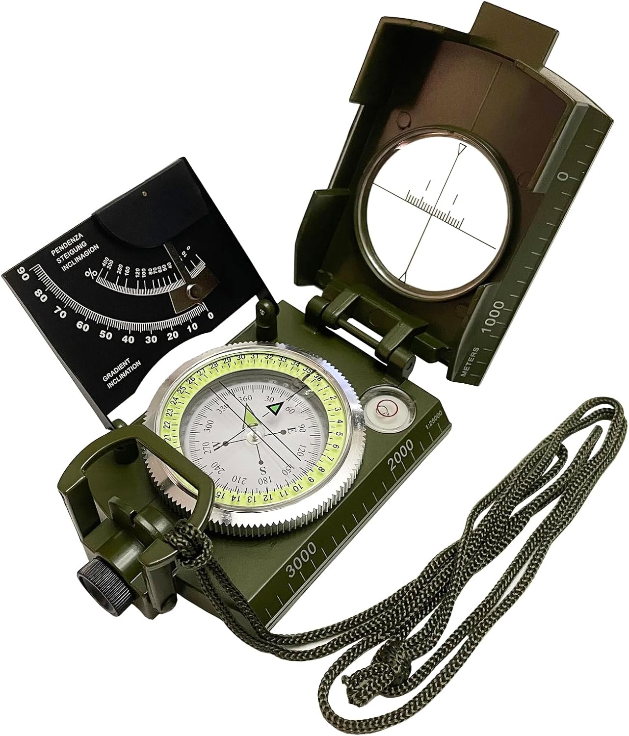 ハイキングコンパス 照準クリノメーター付き プロフェッショナルミリタリーコンパス