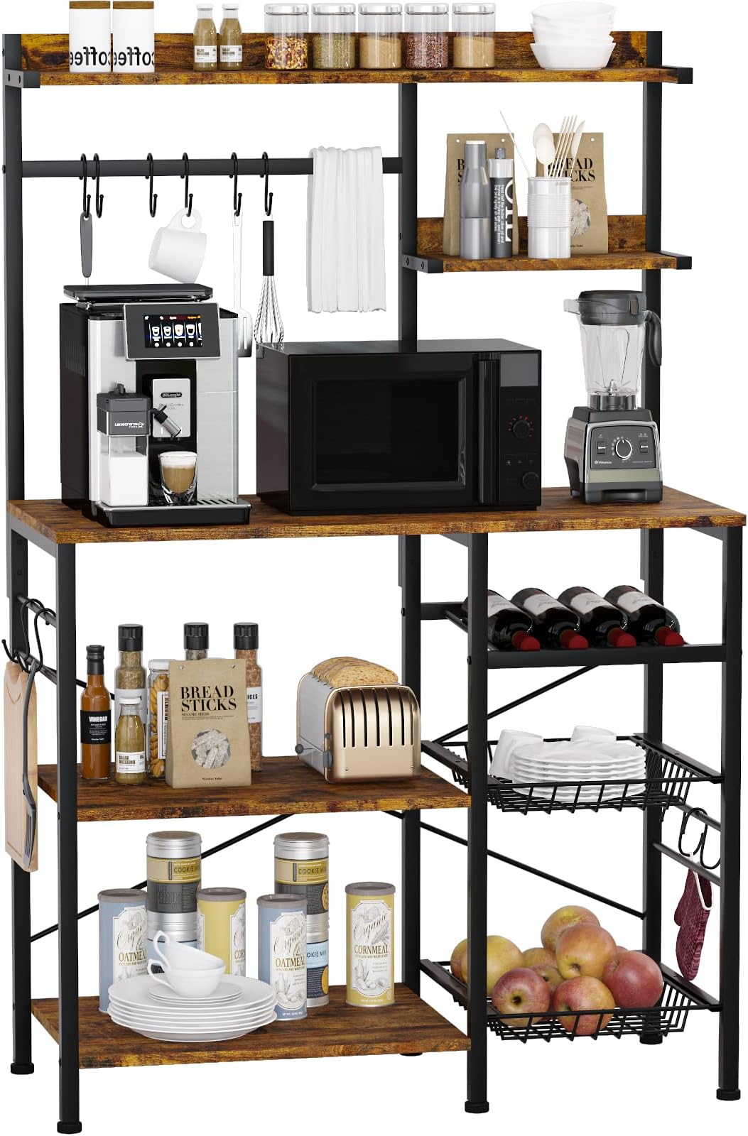 Amazon.com: BELLEZE Kitchen Bakers Rack with Power Outlet, 7-Tier ...