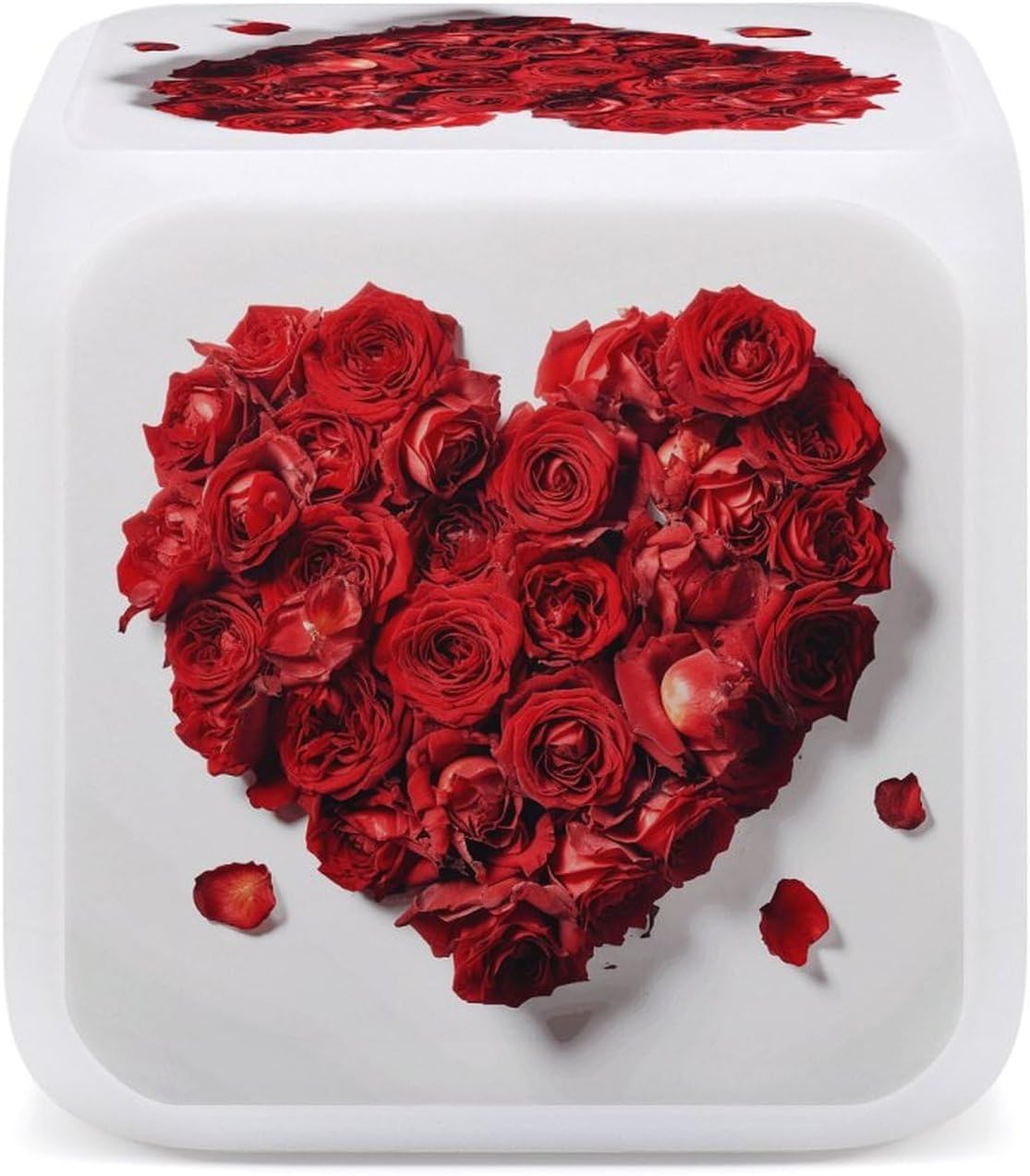 7 Color LED Digital Alarm Clock Cube Heart Shaped Rose Bedside Clocks with Temperature Display 12/24h Format Snooze & Night Light Dimmable Lamp Battery Powered for Bedroom Office Decor image 4