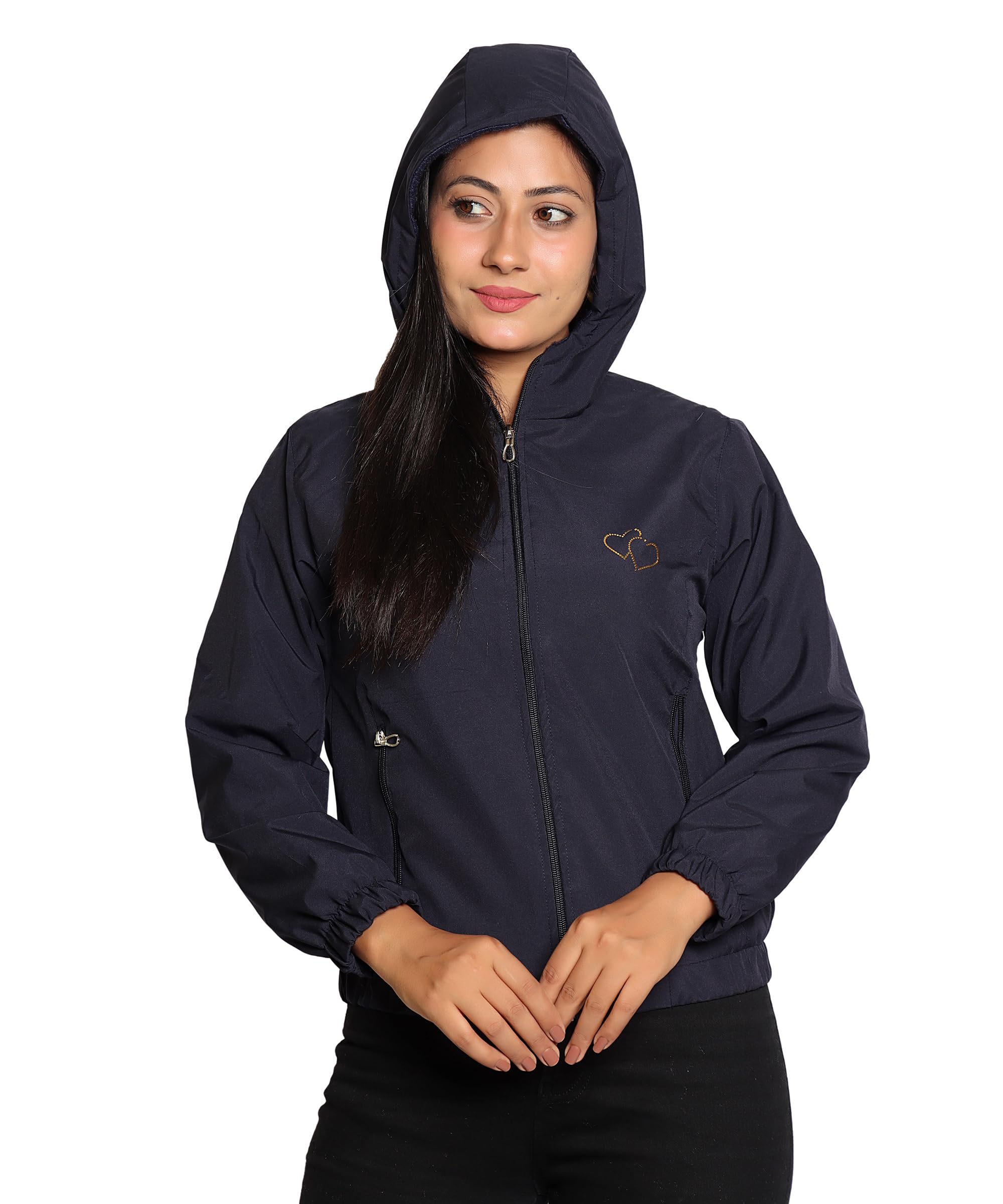 nubie Women’s Regular Fit Polyester Hooded Windcheater Jacket | Hip Length,Full Zipper Closure Casual Stylish Outerwear for All Seasons Comfortable & Durable-picture-20