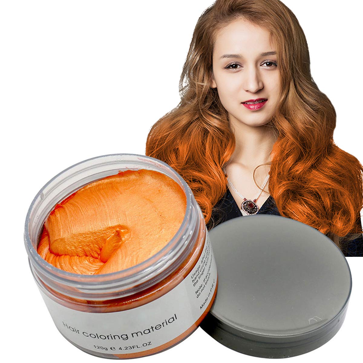 Hair Color Wax Washable Hair Dye Mud Temporary Hairstyle Cream Hair Pomades Hairstyle Wax Hair Styling Mud Wax for Men and Women Party, Cosplay, Hallowen, 4.23 OZ, Orange