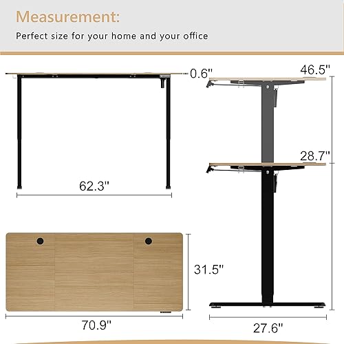 Vista 40 de Meilocar - Escritorio eléctrico de pie ajustable en altura, escritorio para computadora con controlador de memoria, estación de trabajo de oficina