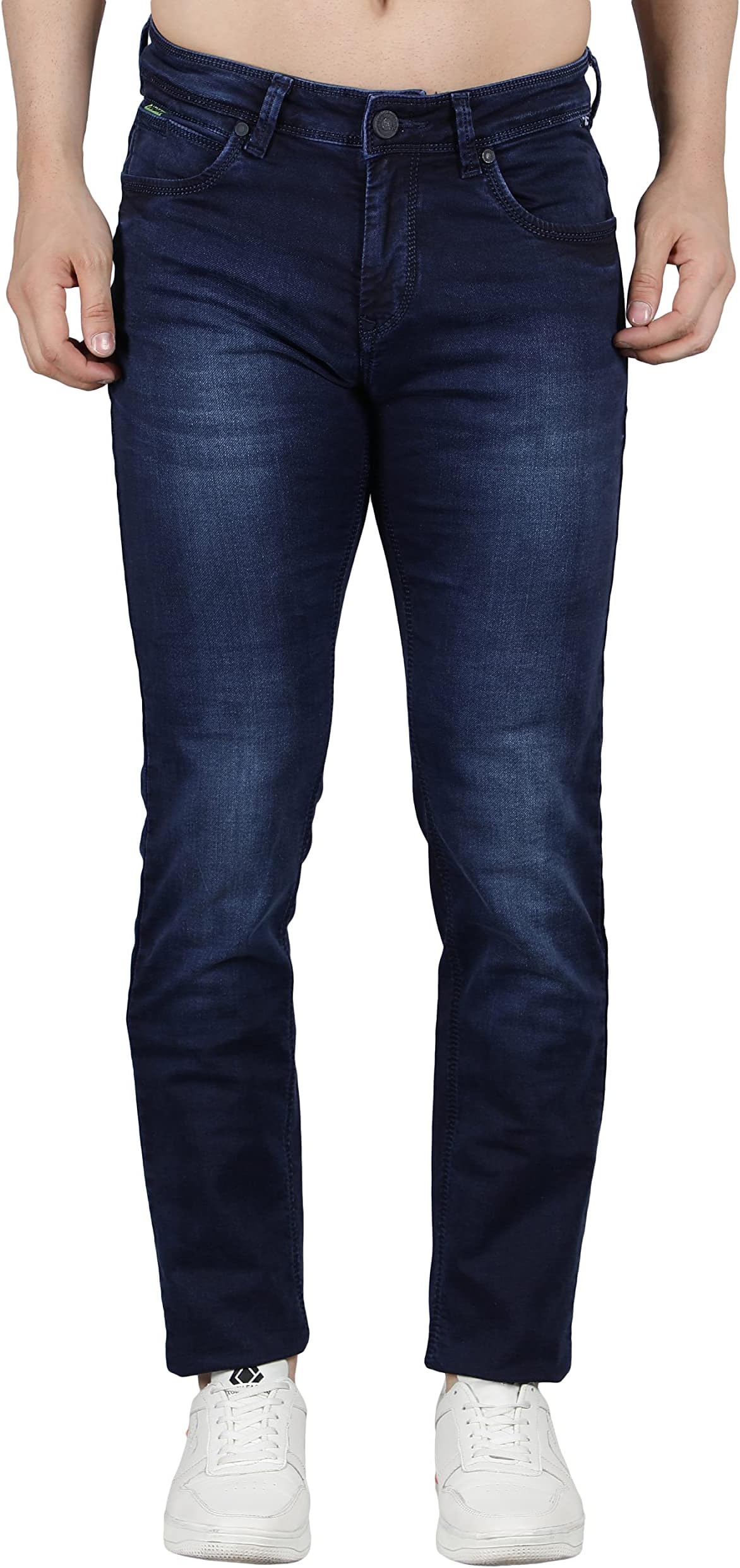 poison Men's Solid Cotton Narrow Fit Jeans for Casual - Dark Blue