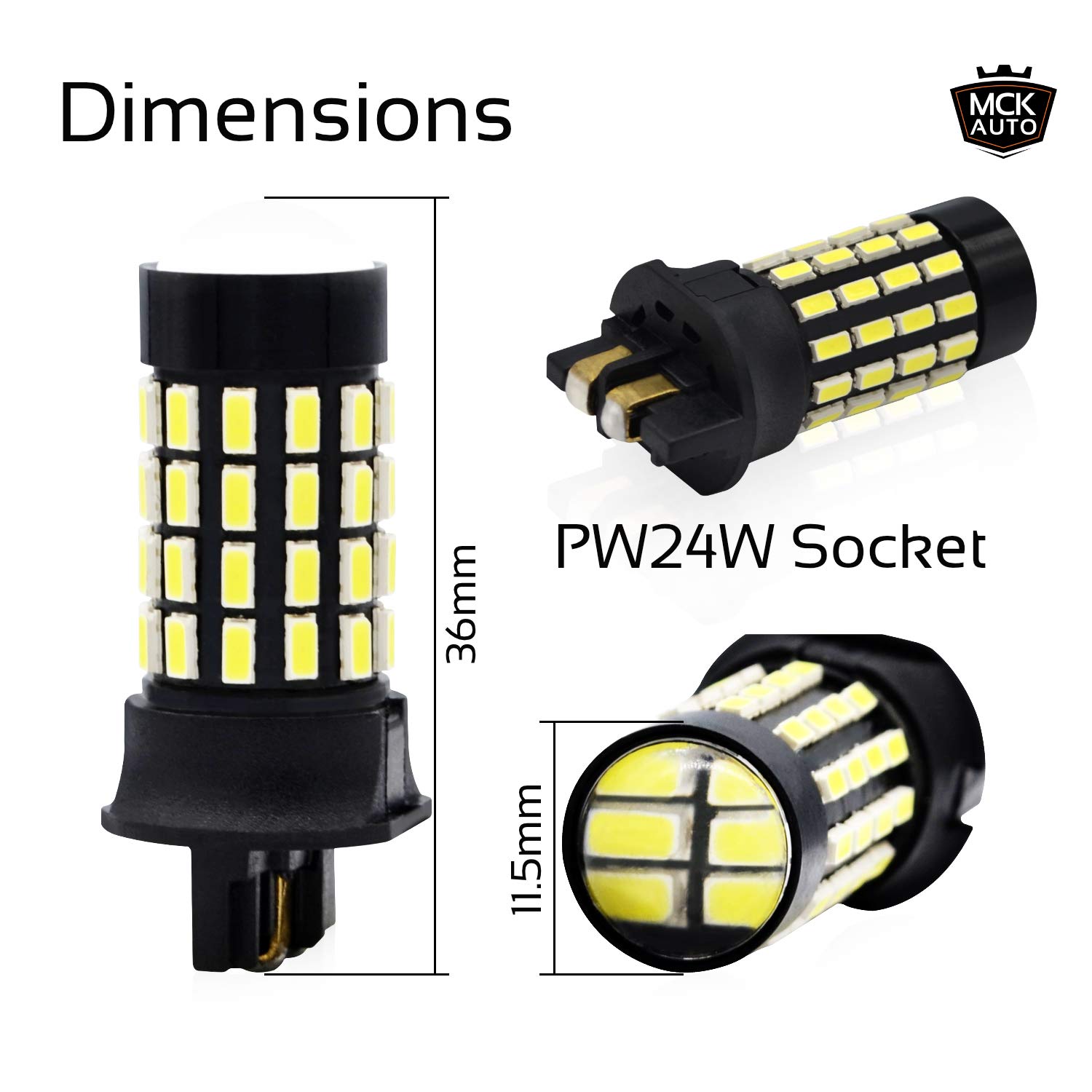 Lampadine LED Canbus PW24W 6000K luci diurne DRL, molto luminose e senza errori, dimensioni molto sottili e compatte, con proiettore sulla parte superiore, compatibili con F30 F31 CC