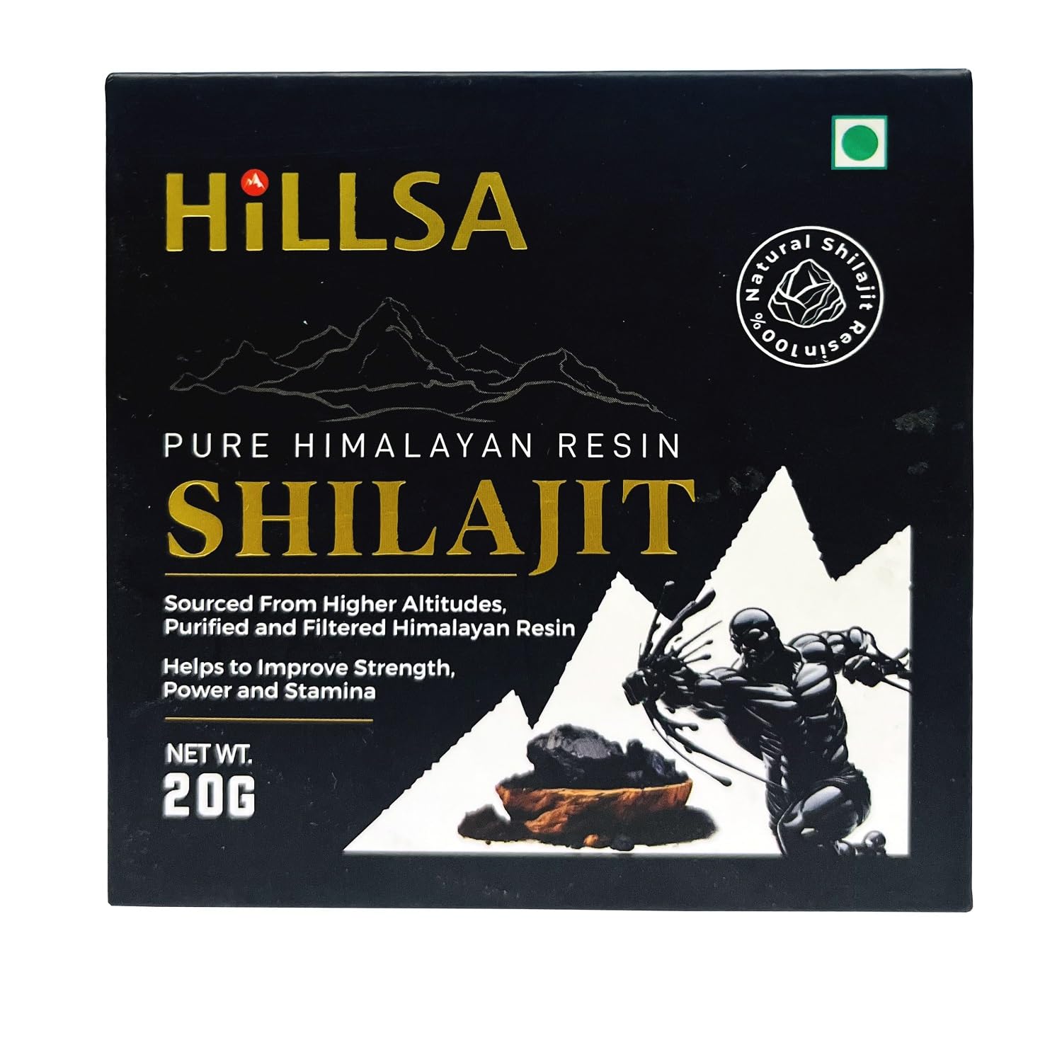 Shilajit puro del Himalaya original 100% natural para hombres y mujeres, probado con más de 85 oligoelementos y ácido fúlvico rico de 20 g