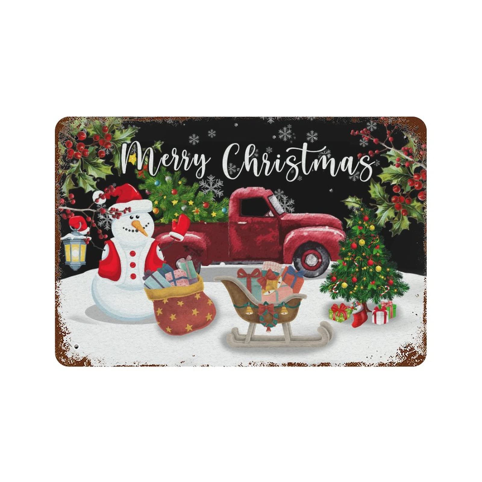 Panneau de rue de Noël en aluminium cadeau rétro idéal pour décoration de cuisine ou garage