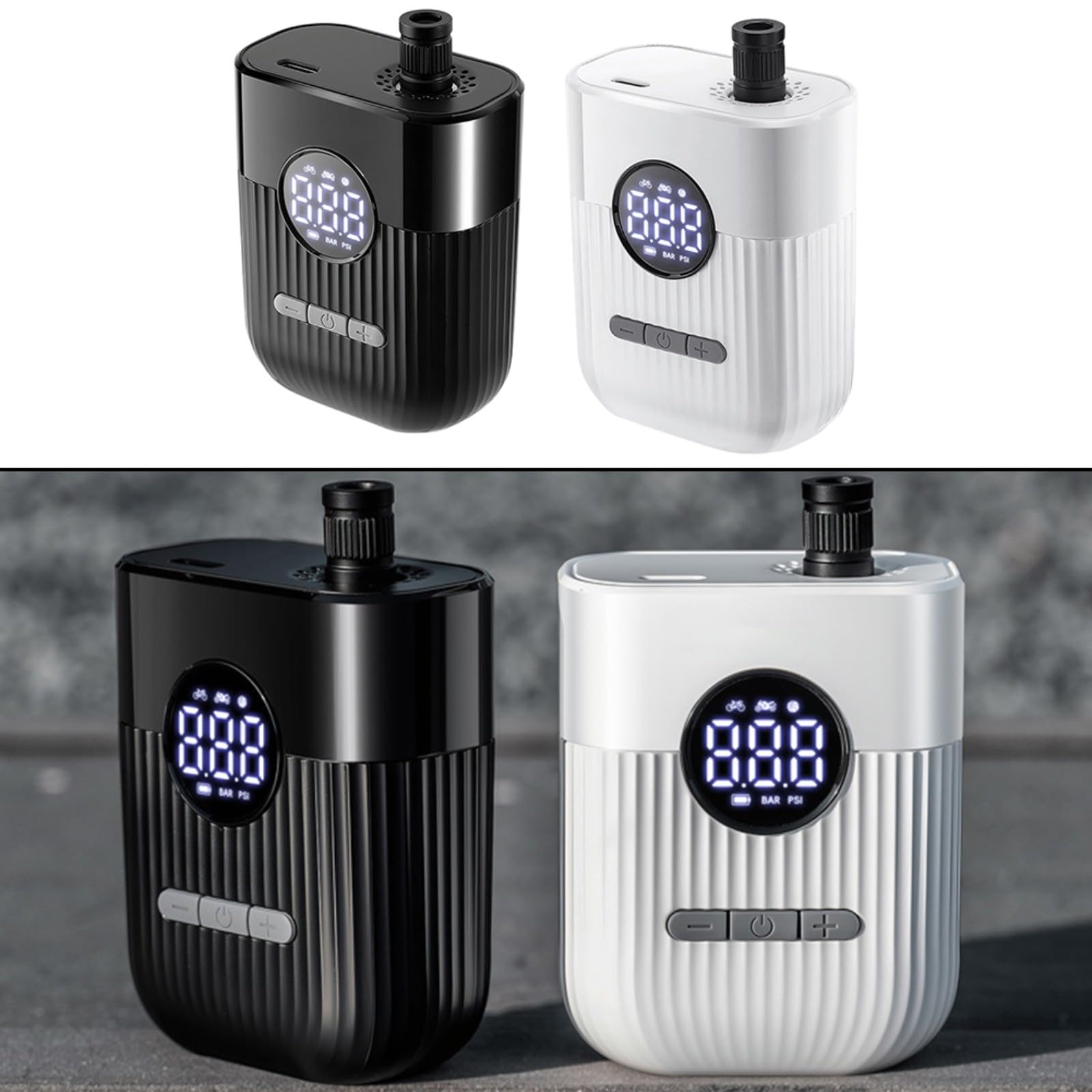 per mini pompa di aria elettrica per bici 150 PSI Gonfiaggio rapido Auto Stop Display digitale 480mAh Batteria USB-C Cordless Gonfiatore per pneumatici