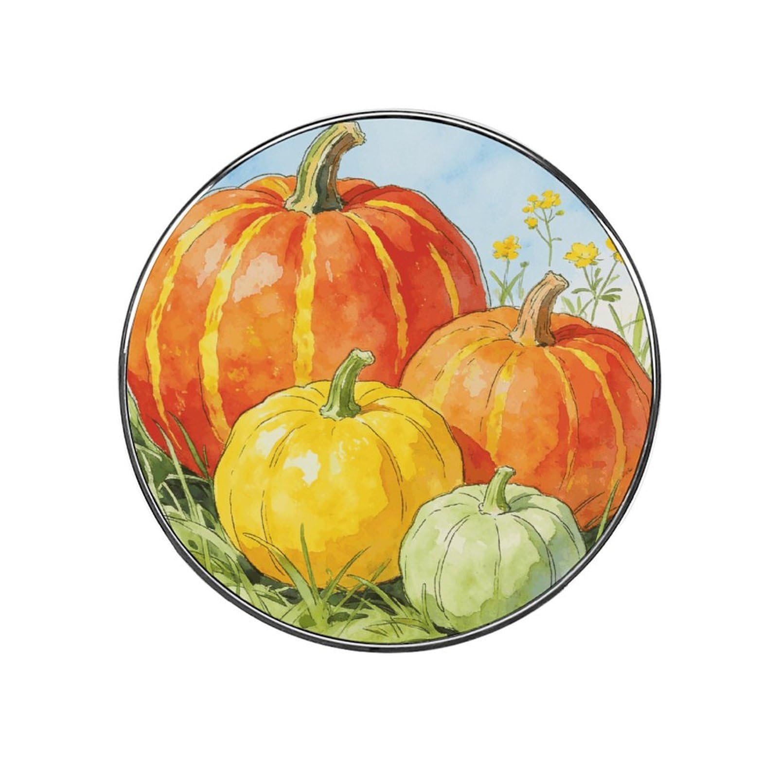 Fall Pumpkin Customizable Refrigerator Magnets, Strong Magnetic Fridge Stickers, Funny Round Decorative Fridge Magnets for Home Kitchen, Whiteboard, Locker, and Office