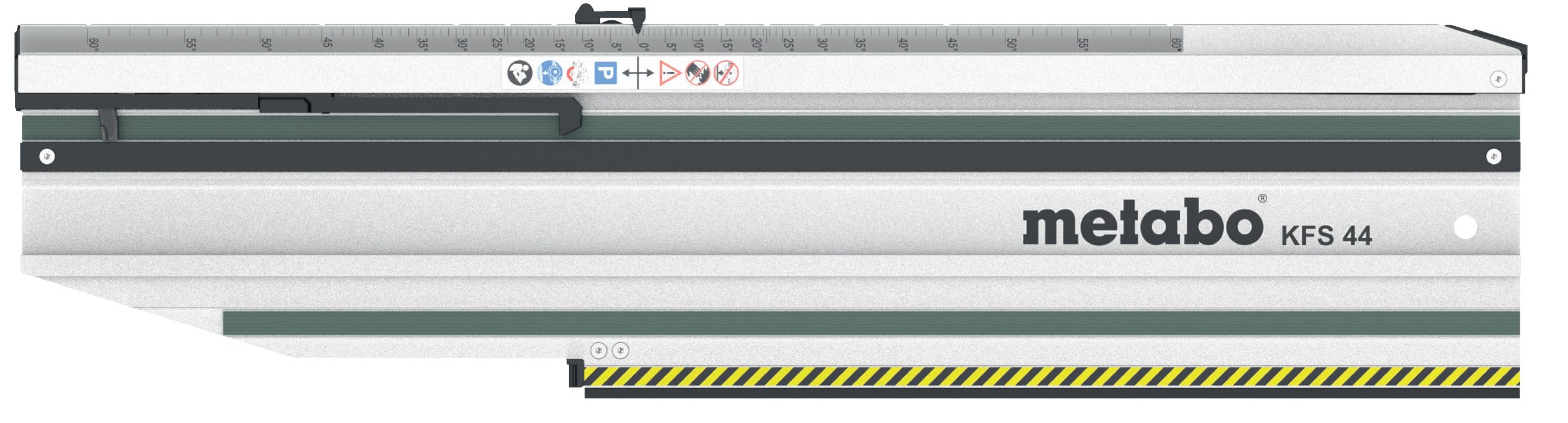 METABO 629016000 - Carril guía de corte transversal KFS 44 | Riel portavasos móvil para cortes angulares precisos de 60°, cierre rápido, apto para KS 18 LTX 66 BL, KS 57, KS 66, KS 85