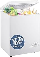 BODACIOUS 7.0 Cu Ft Chest Freezer - Quiet Energy Efficient Compact Mini Deep Freezer with Adjustable Thermostat & Removable Baskets