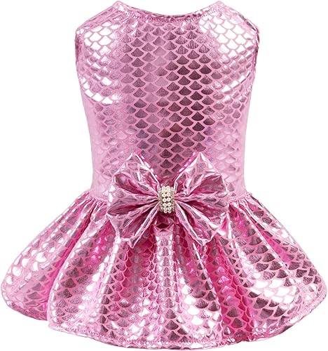 Miniatura 8 de CuteBone - Vestidos brillantes de sirena de verano para cachorros, para perros pequeños, falda de lentejuelas DD10XS