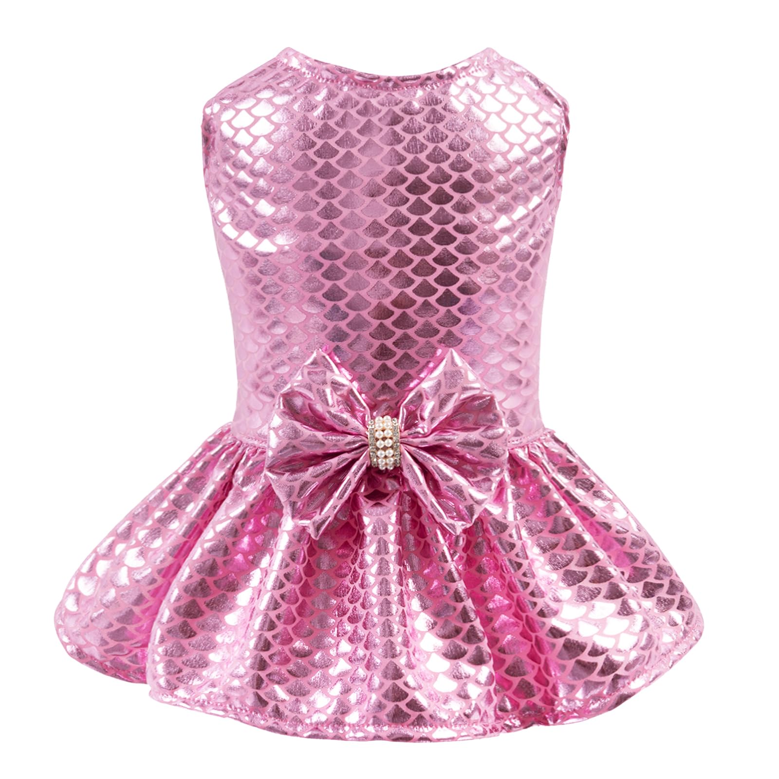 CuteBone Dog Dress Mermaid Girl Puppy Bling Skirt Cat Outfit Small Dogs Costume Pet Clothes for Holiday Beach DD11M