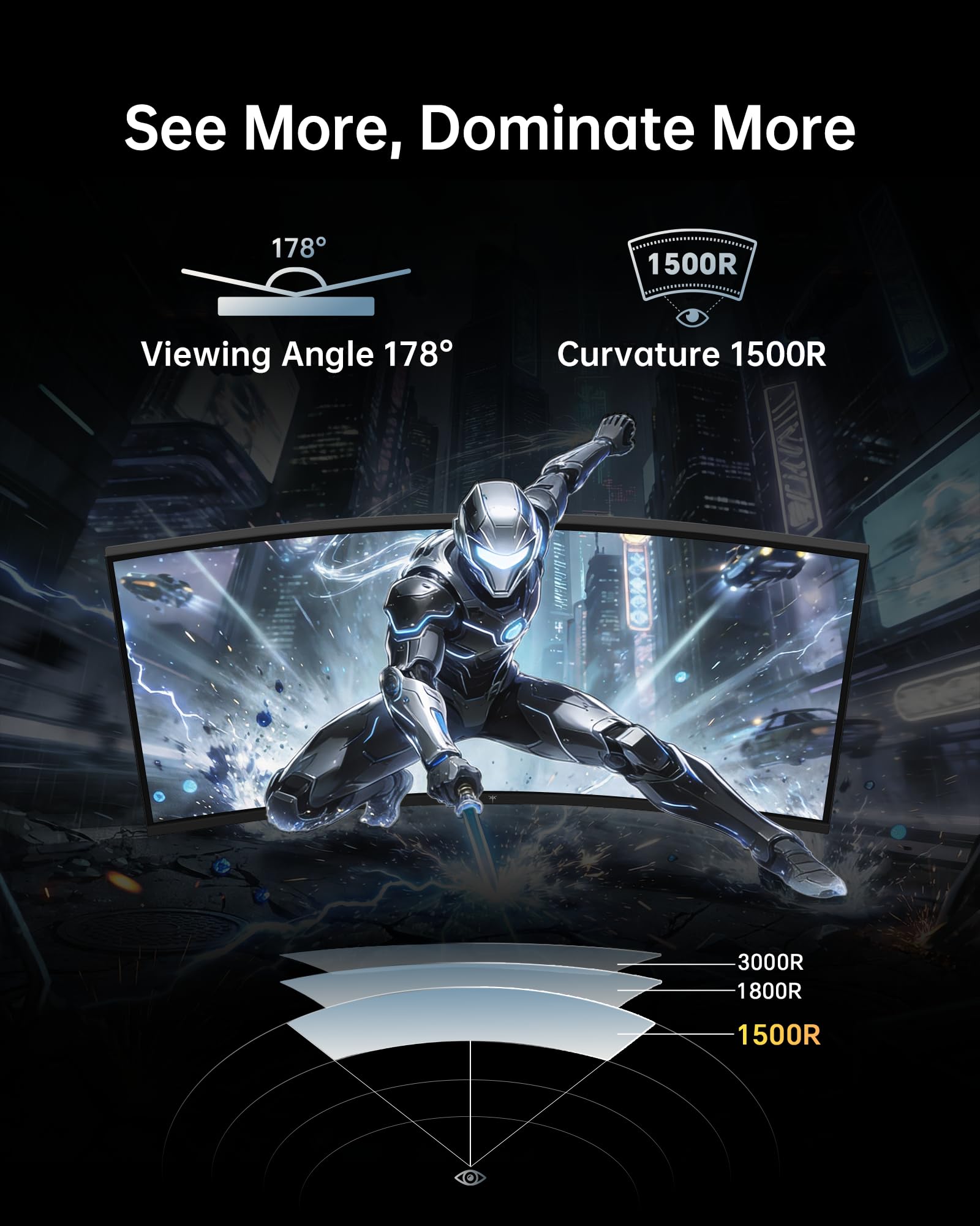 Snapklik.com : 27 Inch Curved WQHD Gaming Monitor, 165Hz 1ms MPRT, 2K ...