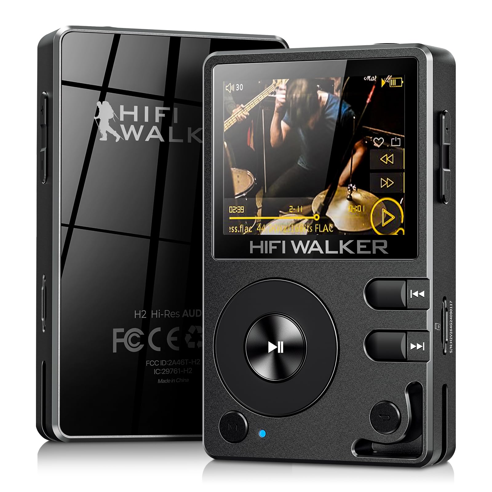 HIFI WALKER H2 ハイレゾ対応 HiFi MP3プレーヤー Bluetooth 5.2搭載、DSD・FLACロスレス音源対応、64GB microSDカード付属・最大512GB対応の ポータブルデジタルオーディオプレーヤー(DAP)