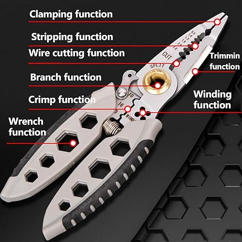 Miniatura 3 de Pelacables multiusos de 7 pulgadas, regalo de herramienta profesional, pelacables y herramienta de crimpado para pelar, herramienta de pelado de