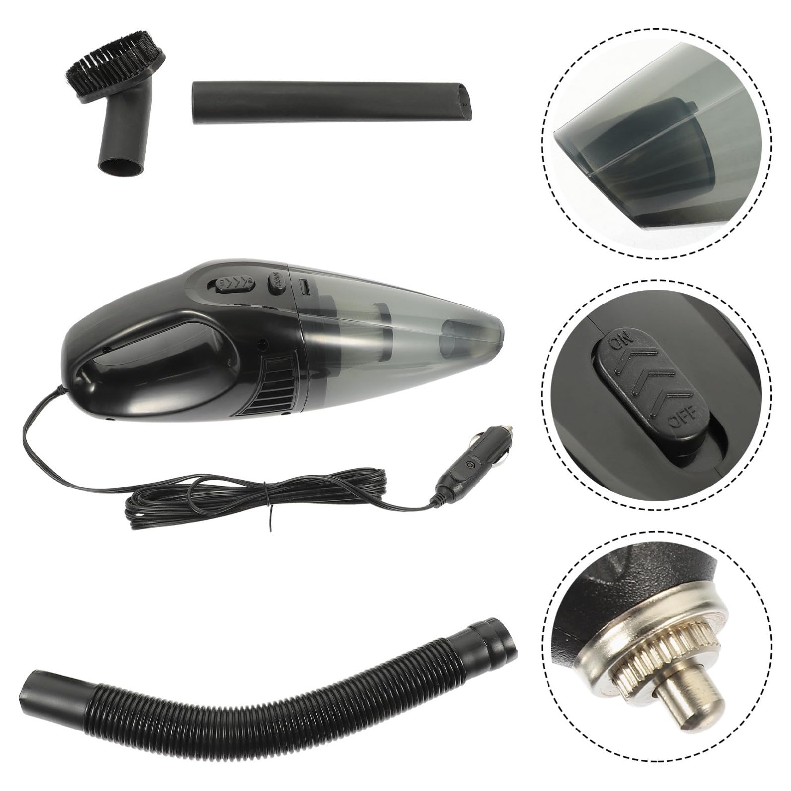 Gadpiparty Aspirapolvere Portatile Auto Nero Ricaricabile Doppia Modalità di Aspirazione e Impugnatura Ergonomica in ABS per Pulizia Liquidi e Polvere in Auto e Casa