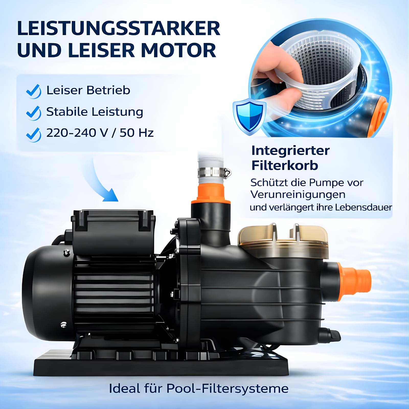 Verda Système de filtration à sable, pompe 10000 l/h, 400 W, avec billes filtrantes, 10 m, hauteur de refoulement 38 mm, connexion 220-240 V, 50 Hz, filtre à sable pour piscine SN5882