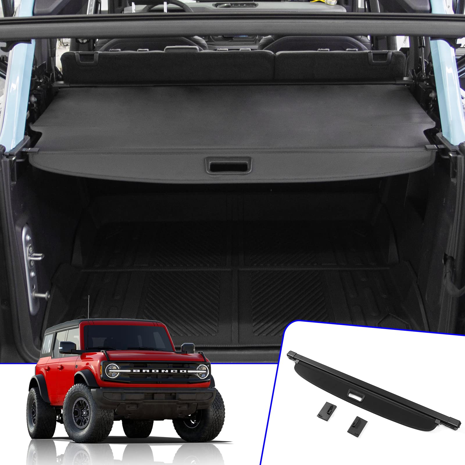 Rongtaod Fit 2021 2022 2023 Ford Bronco Cargo Cover Trunk Cover