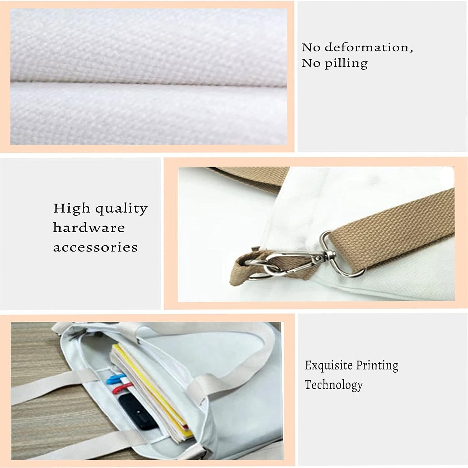 xrlsg Custom Canvas Tote Bags for Women Personalized Grocery Tote Bags with Your Photo Logo Text Reusable for Beach, Travel - Image 4