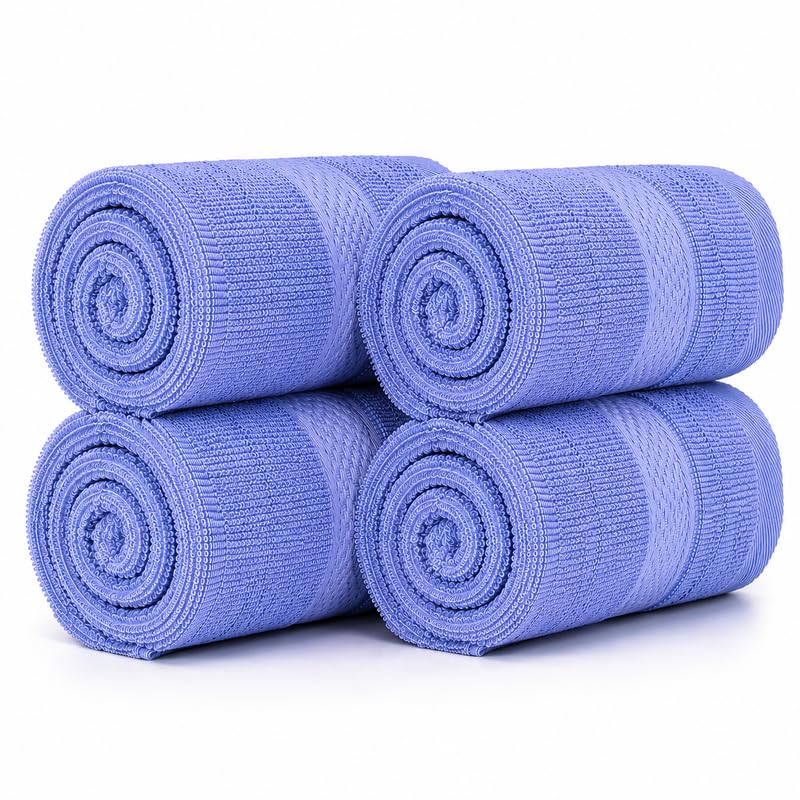 Image of TowelWala Hand Towel 550 GSM Soft Absorbent Quick Dry (Blue, Pack of 4) | Premium 550 GSM cotton with woven border-quick drying and perfect for bathroom, kitchen, gym, and travel.